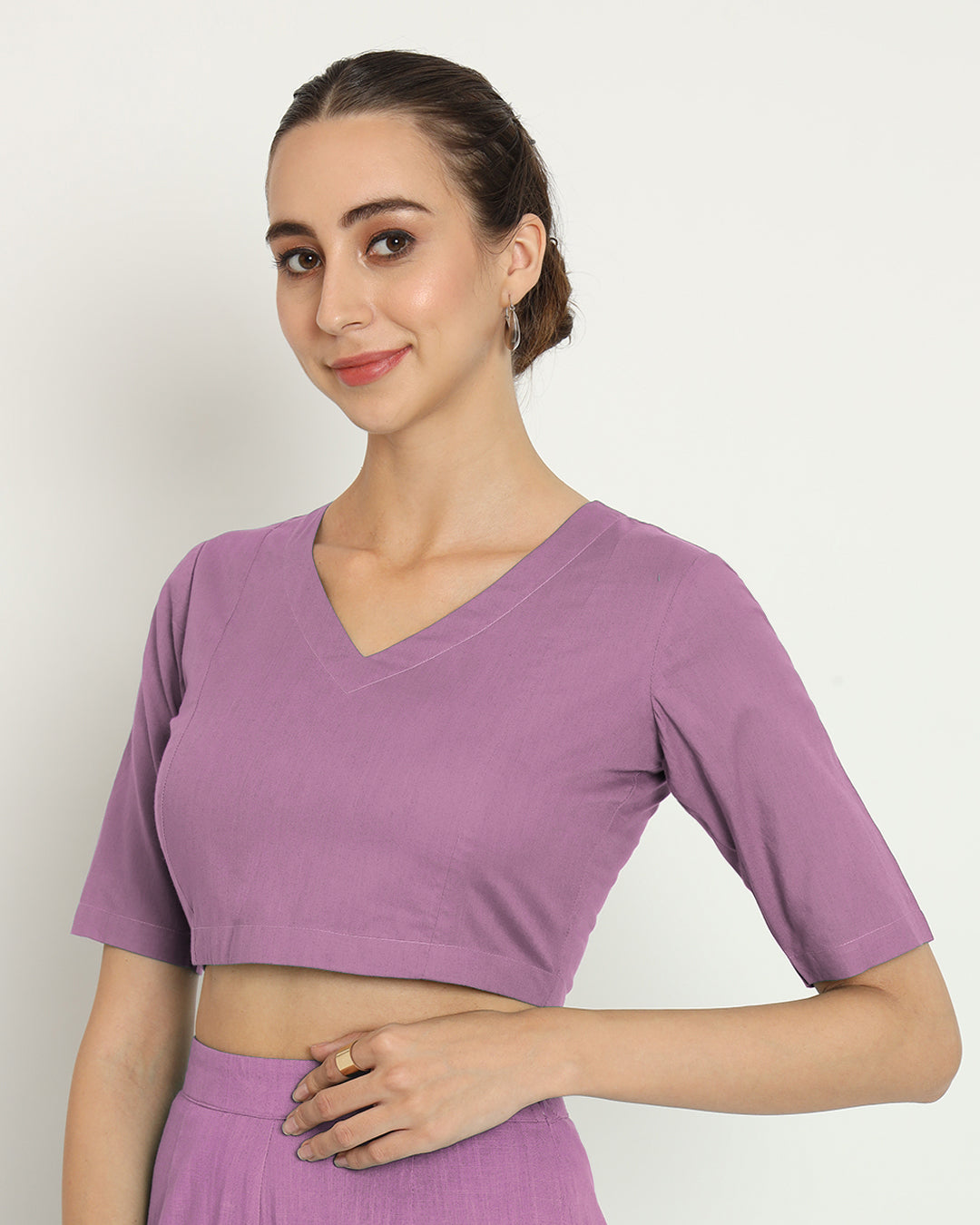 Iris Pink Backstory V Neck Blouse