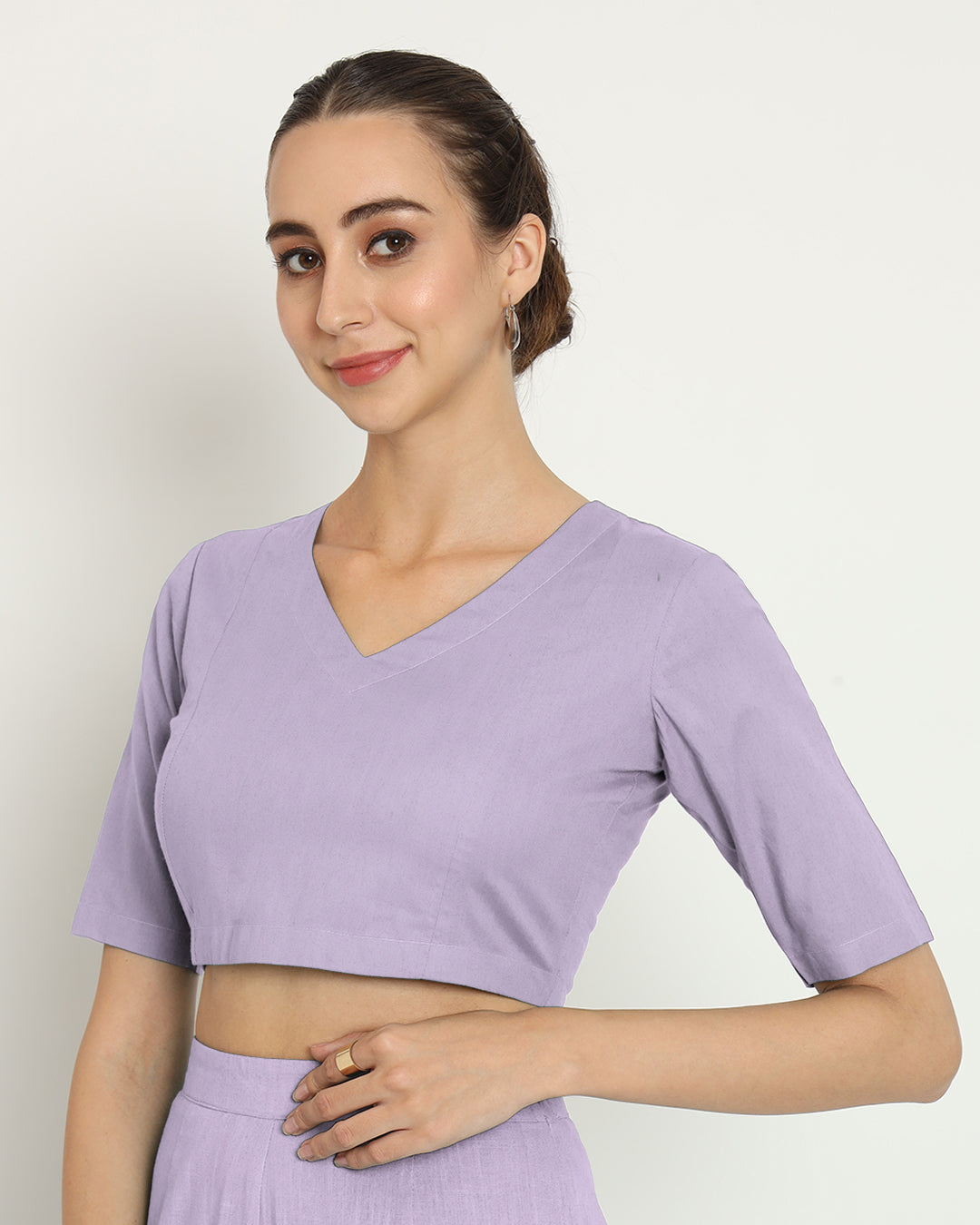 Lilac Backstory V Neck Blouse