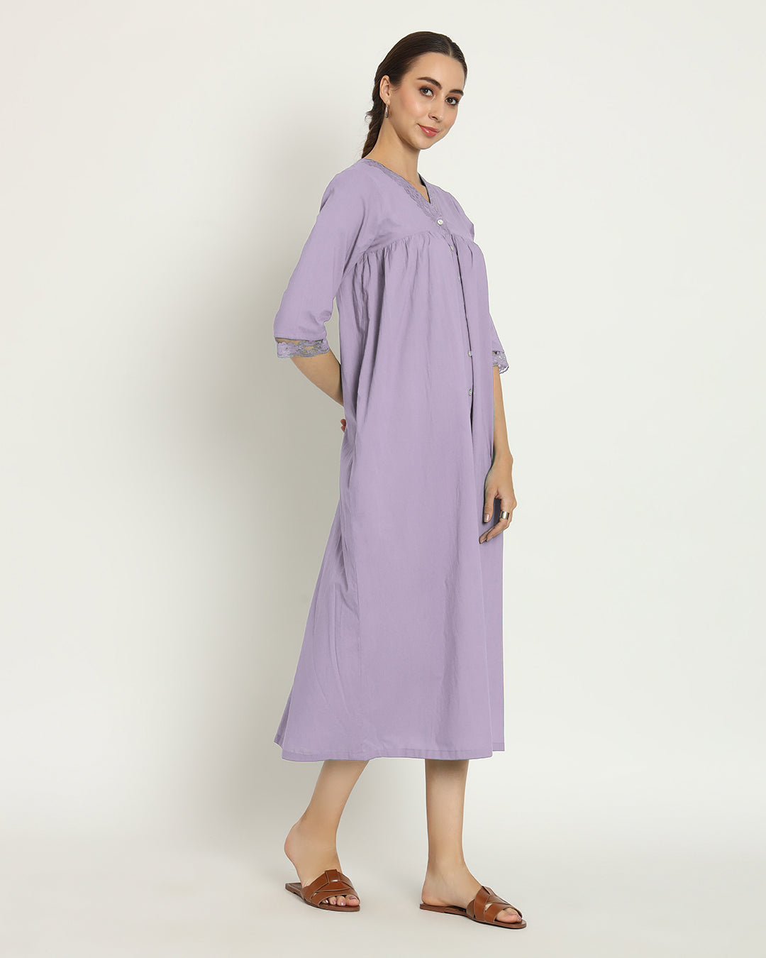 Lilac V Neck Stylish Slumber Nightdress