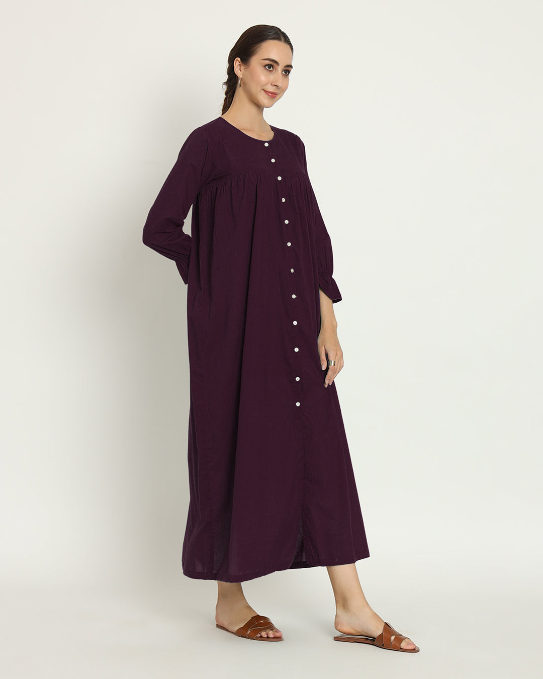 Combo: Plum Passion & Sage Green Dreamy Drift Nightdress- Set Of 2