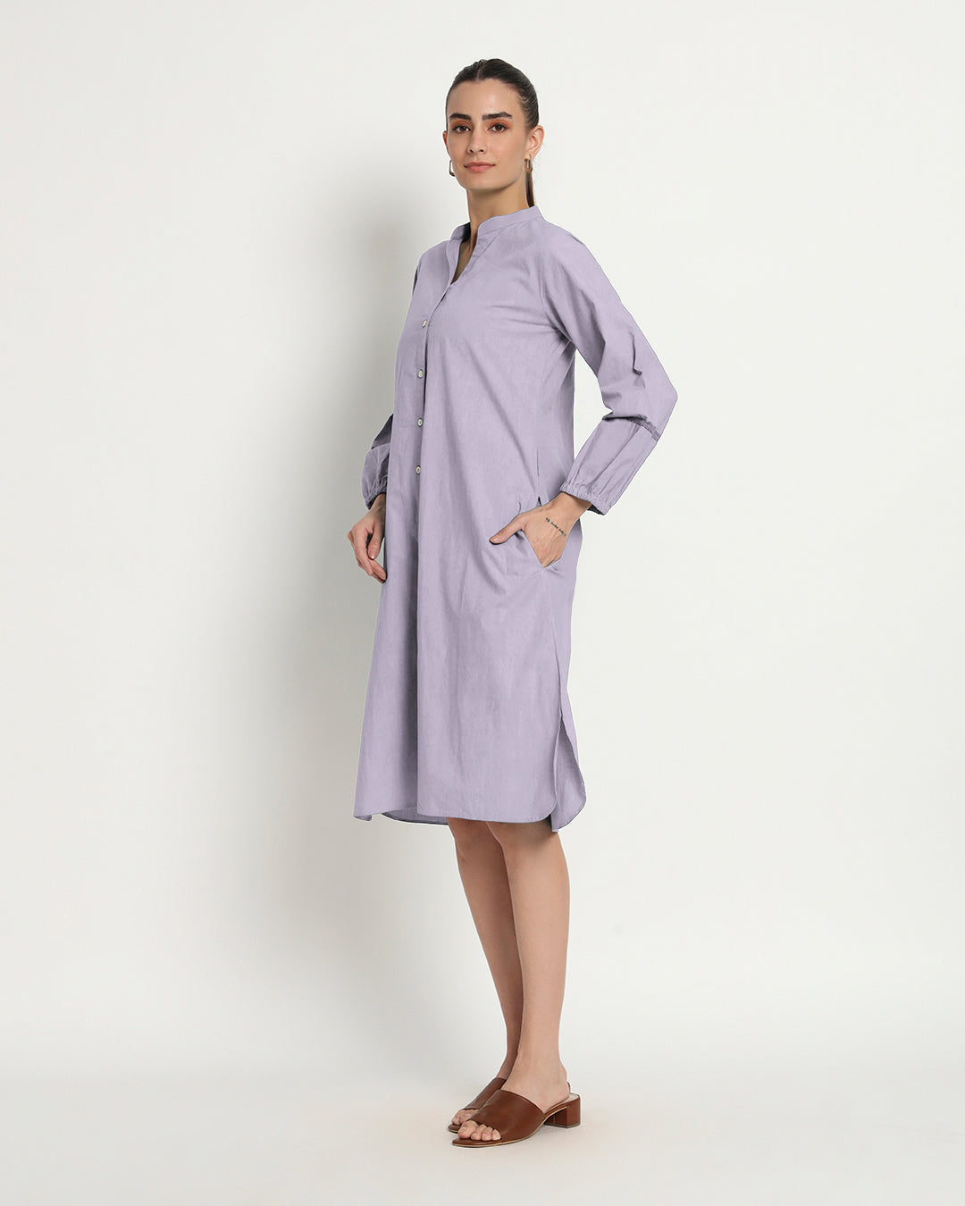 Lilac Modish Elegance Notch Neck Dress