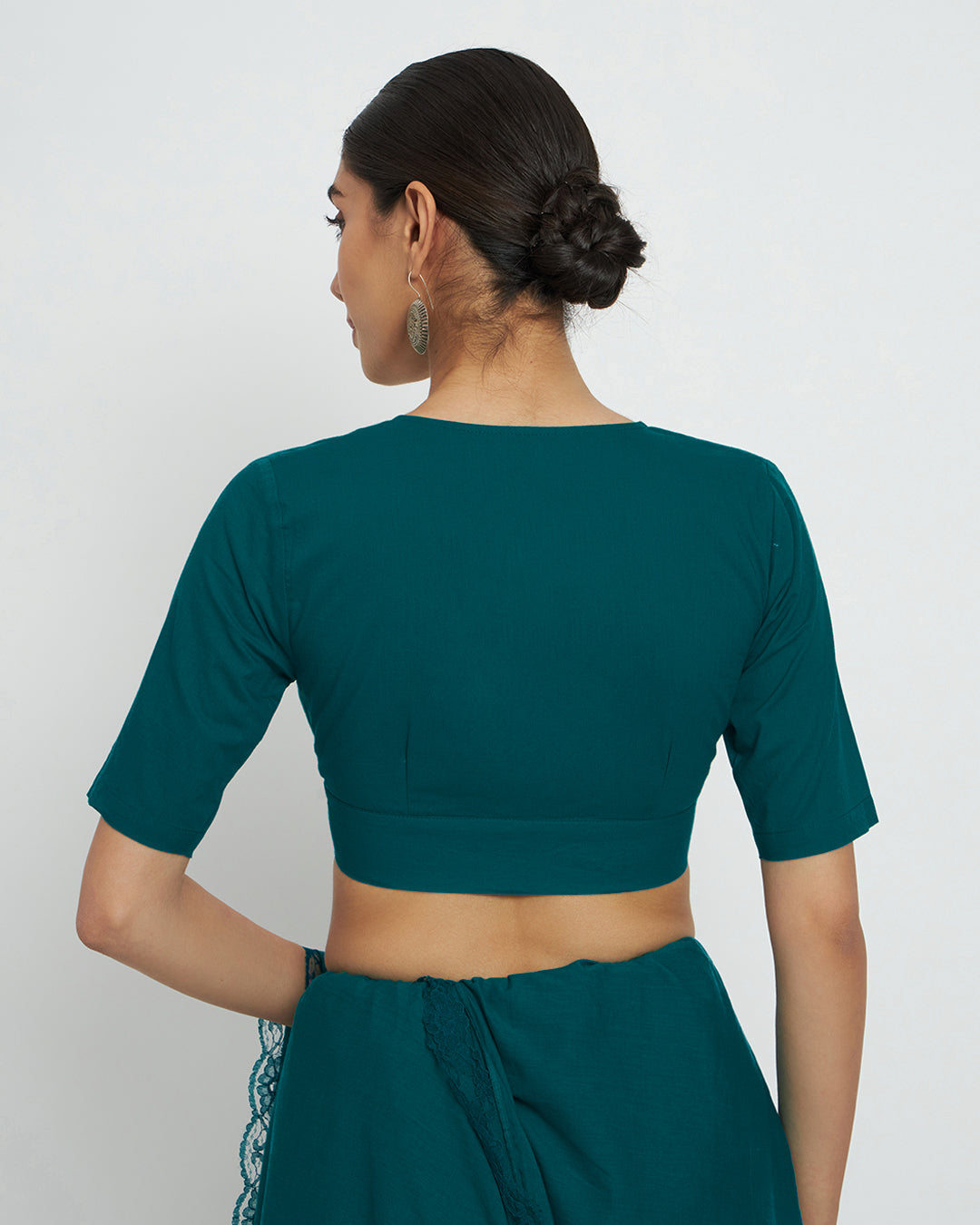 Combo: Black & Deep Teal V Gathers Blouse- Set of 2