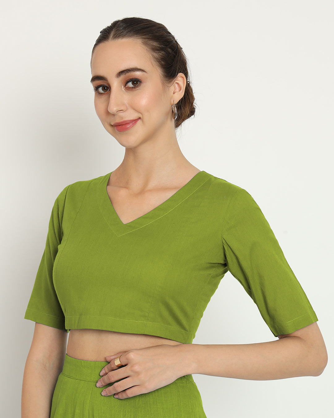 Sage Green Backstory V Neck Blouse