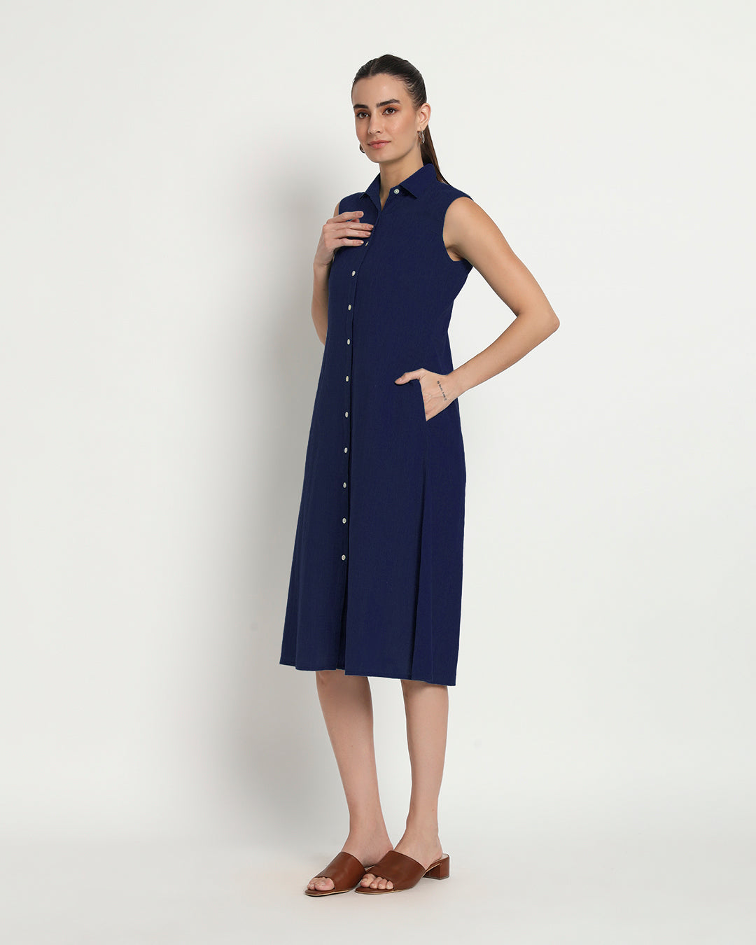 Midnight Blue Artful A-Line Dress