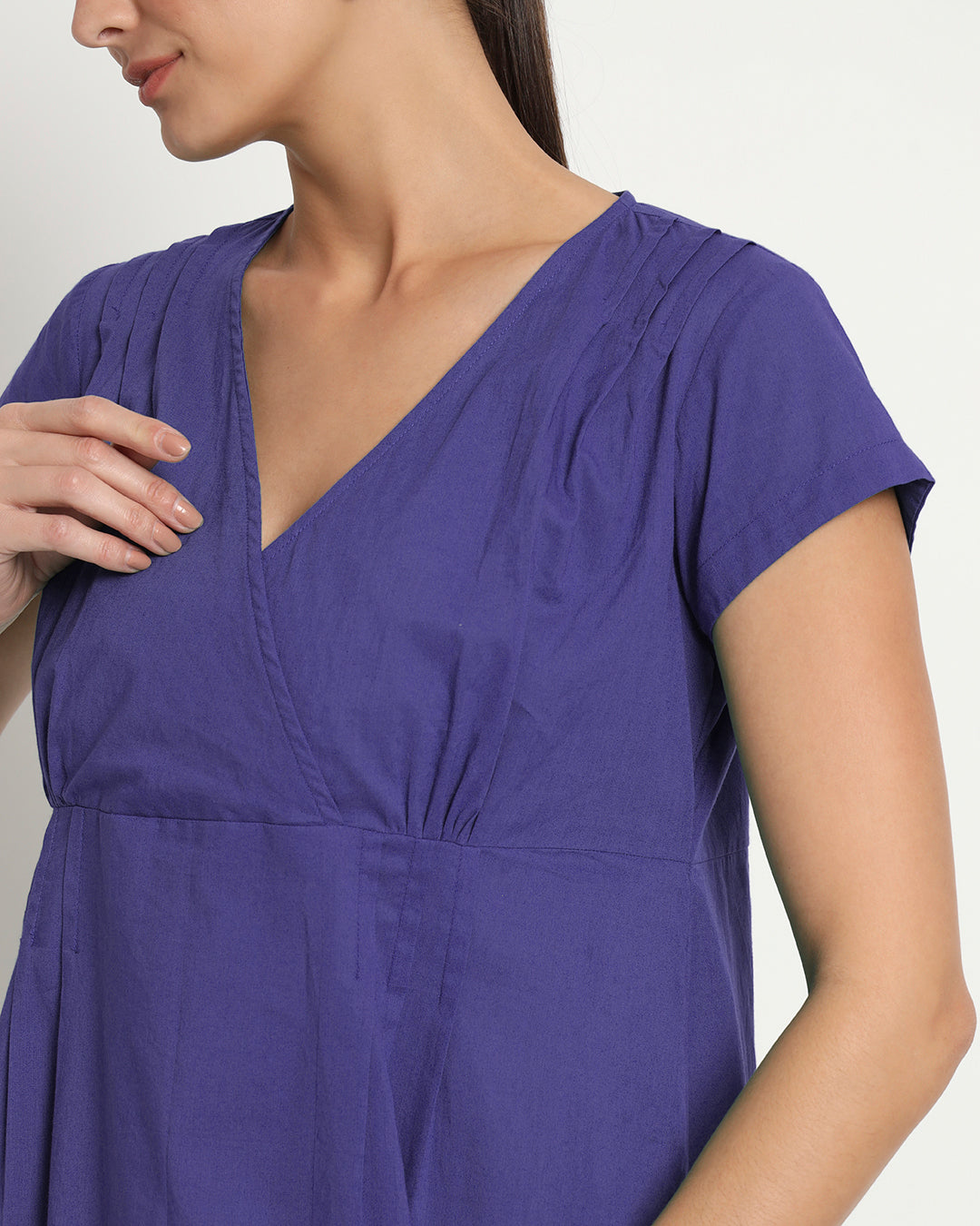 Aurora Purple Voguish Verve V Neck Dress