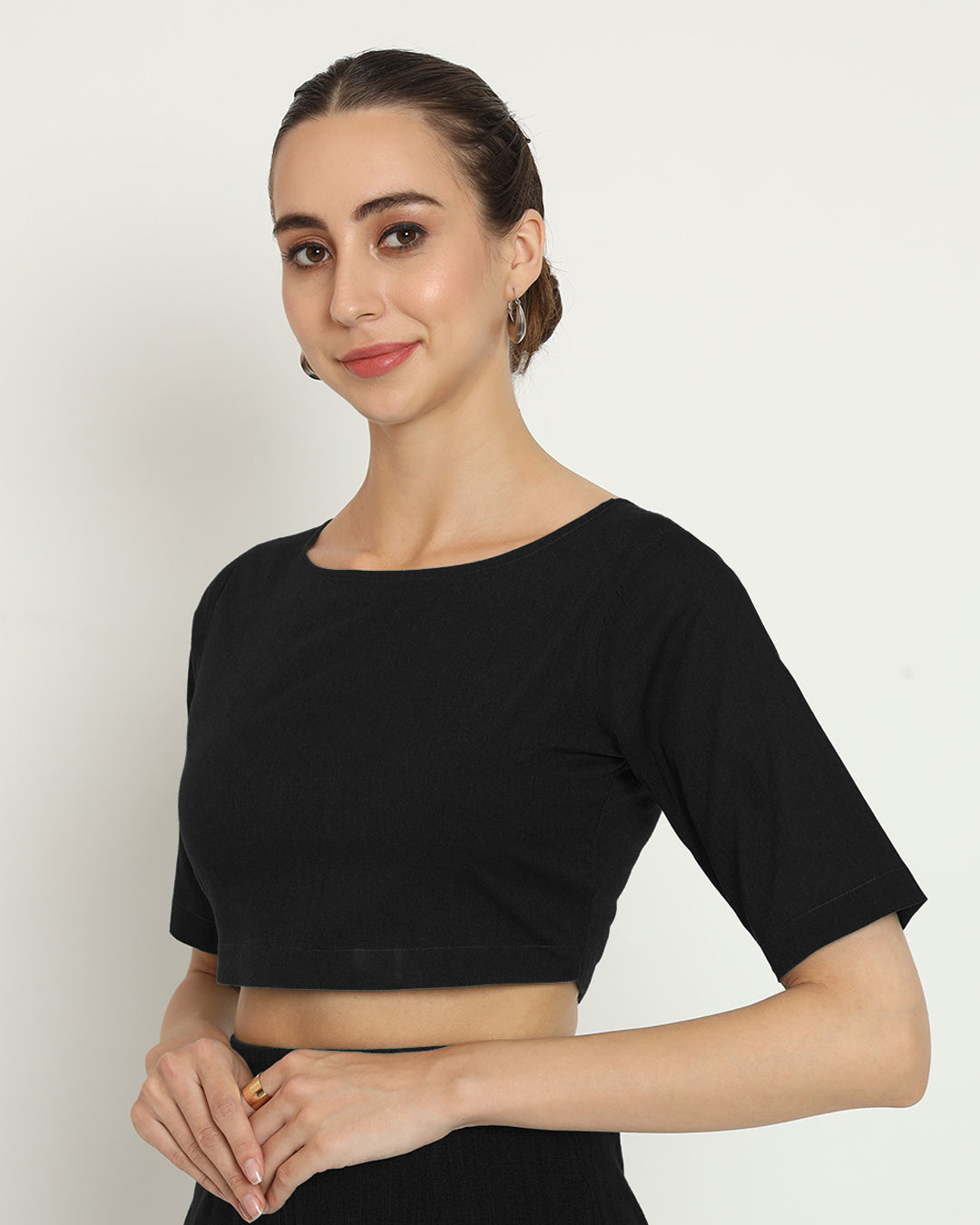 Classic Black Backstory Boat Neck Blouse