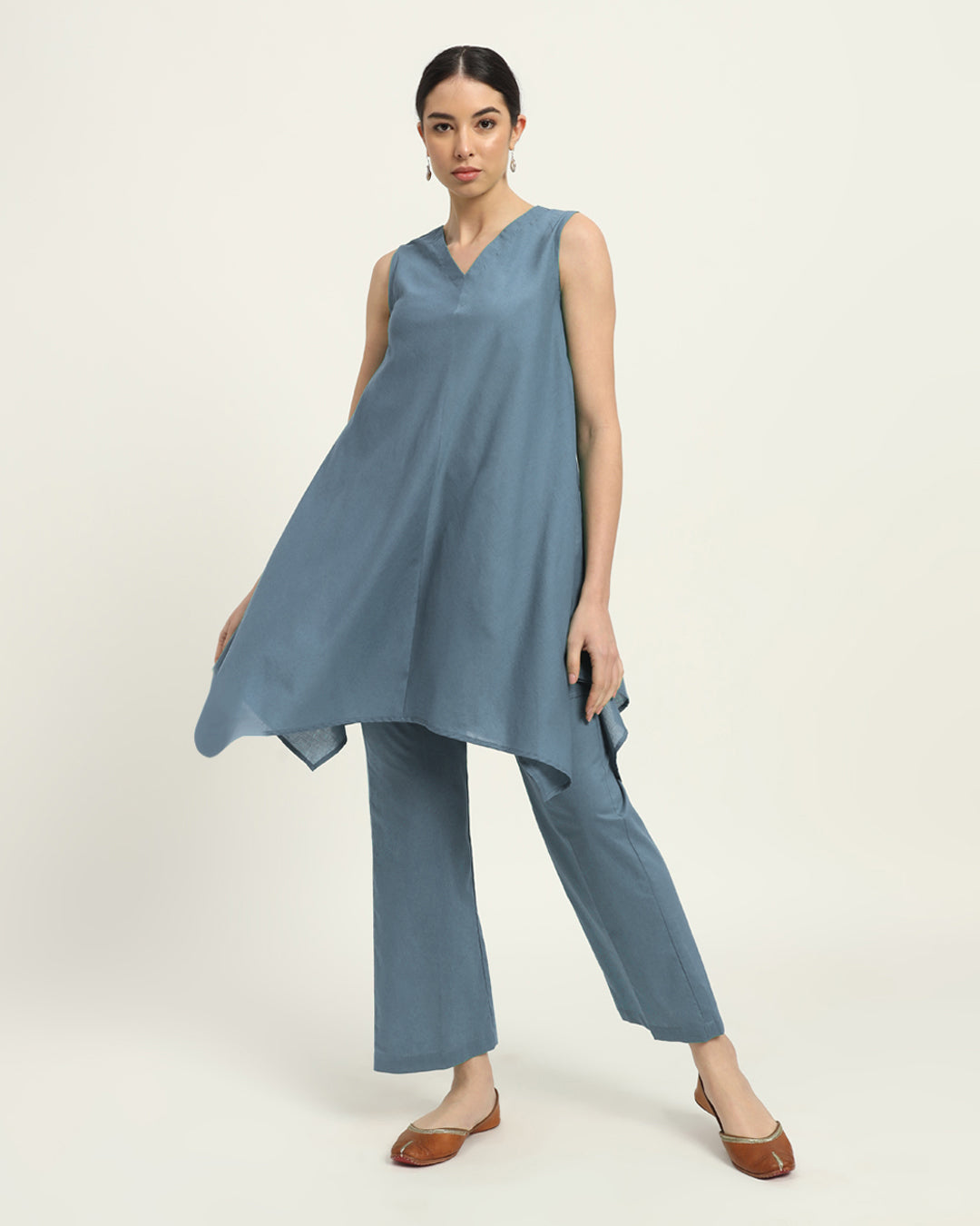 Combo: Beige & Blue Dawn Midsummer Dream Solid Kurta