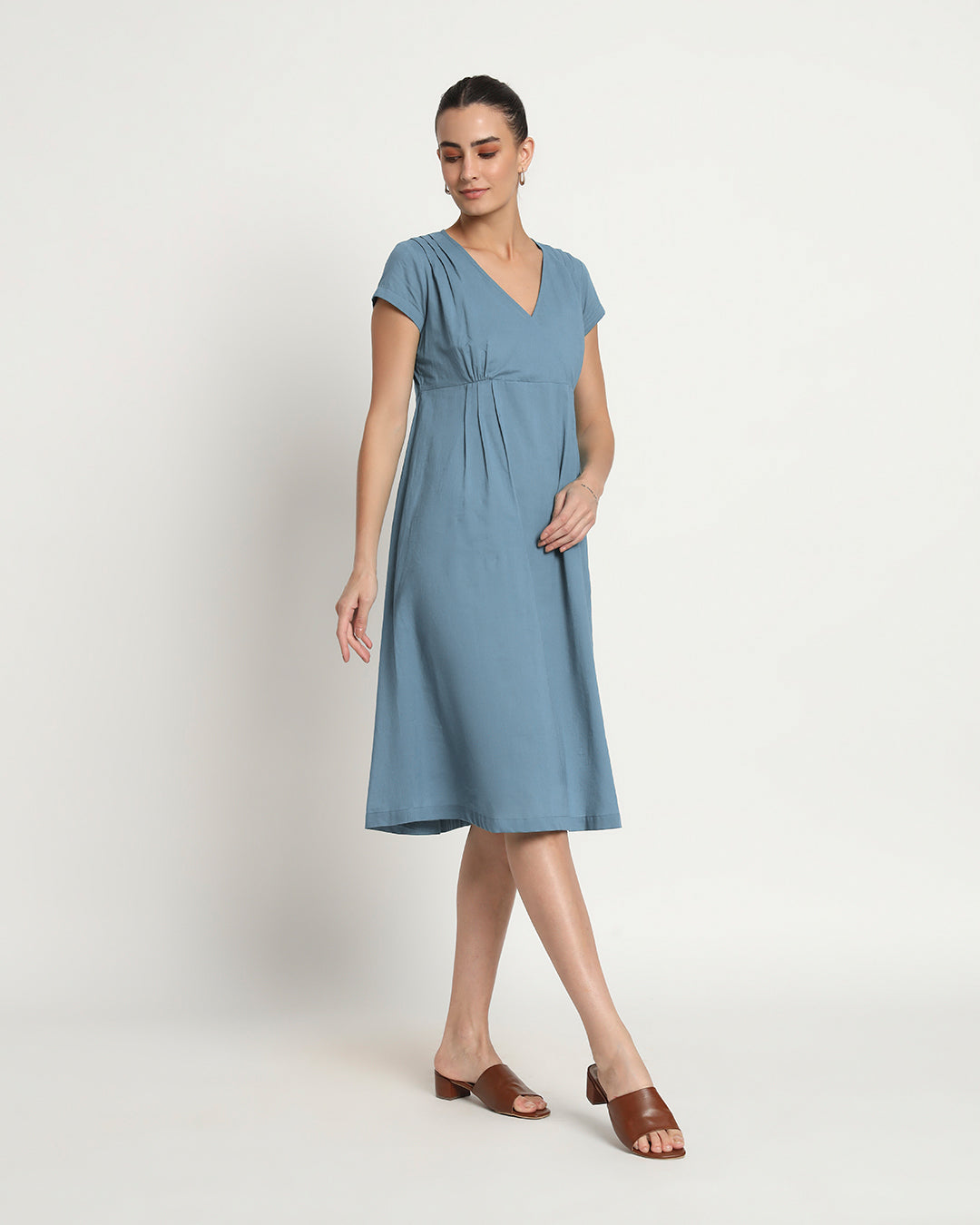 Blue Dawn Voguish Verve V Neck Dress