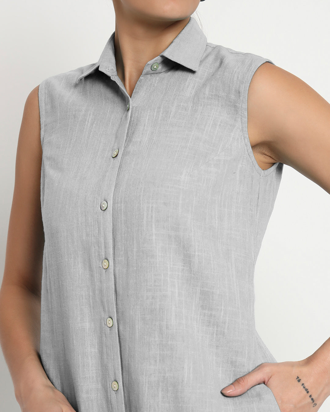 Iced Grey Artful A-Line Solid Co-ord Set