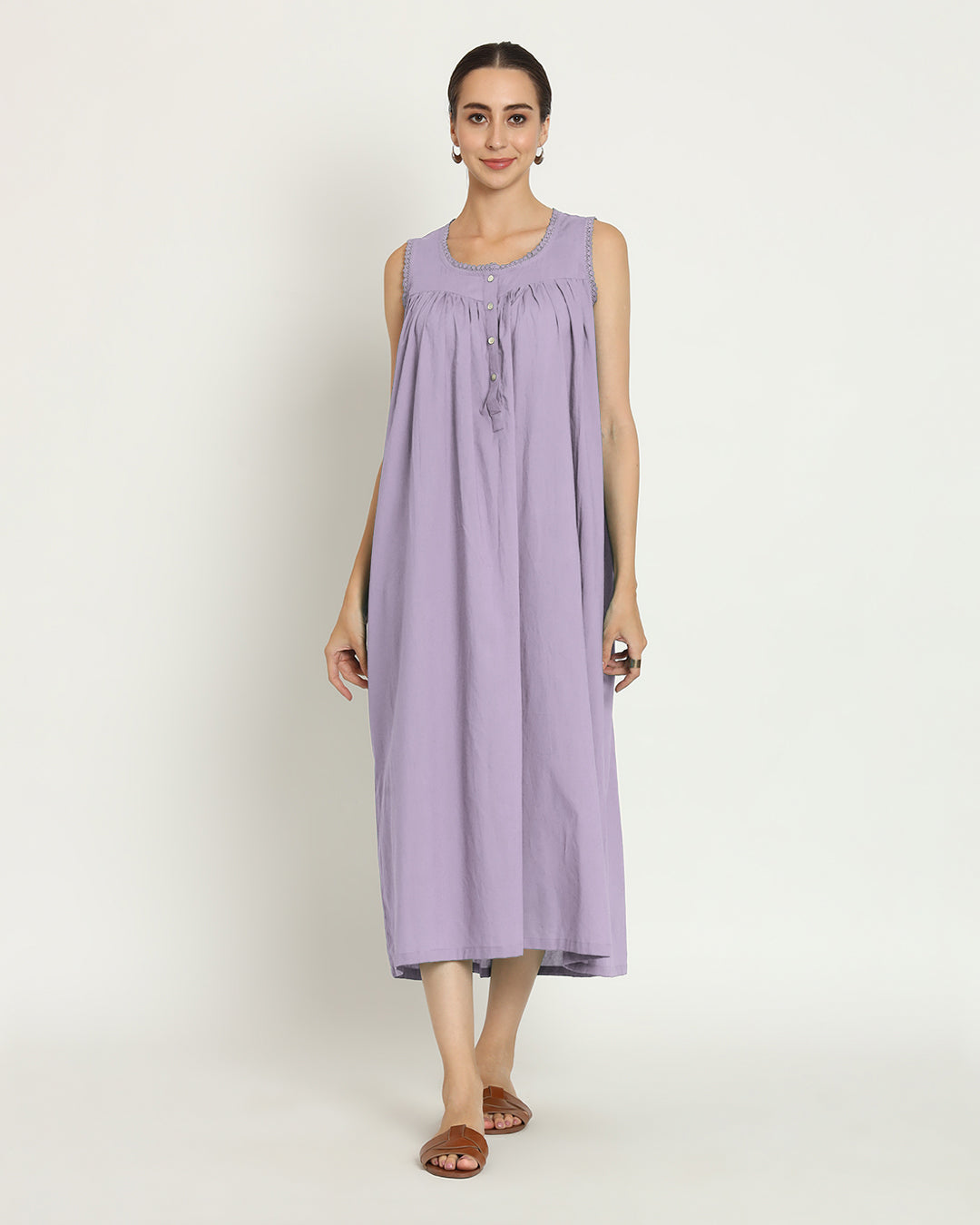 Combo: Russet Red & Lilac Moonlight Mirage Nightdress- Set Of 2