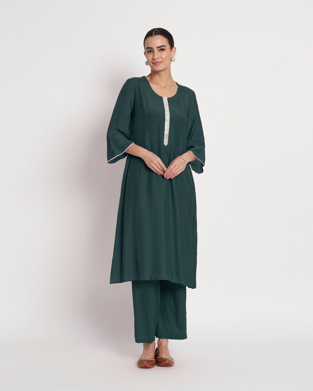Deep Teal Royal Hand Embroidered Gala Co-ord Set