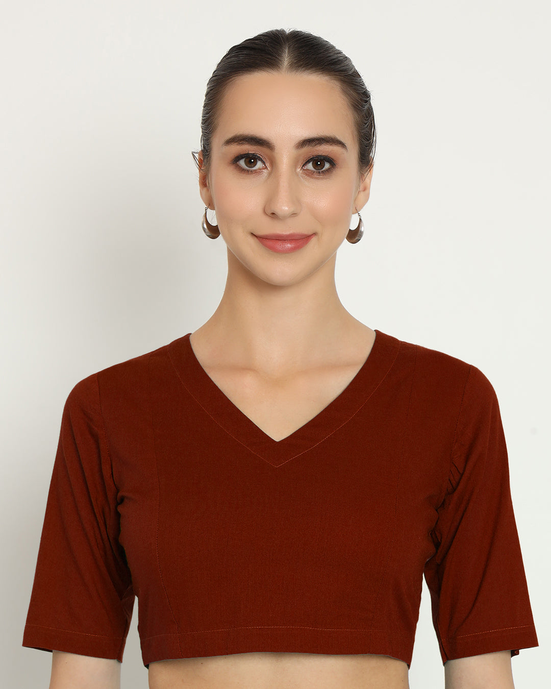 Russet Red Backstory V Neck Blouse