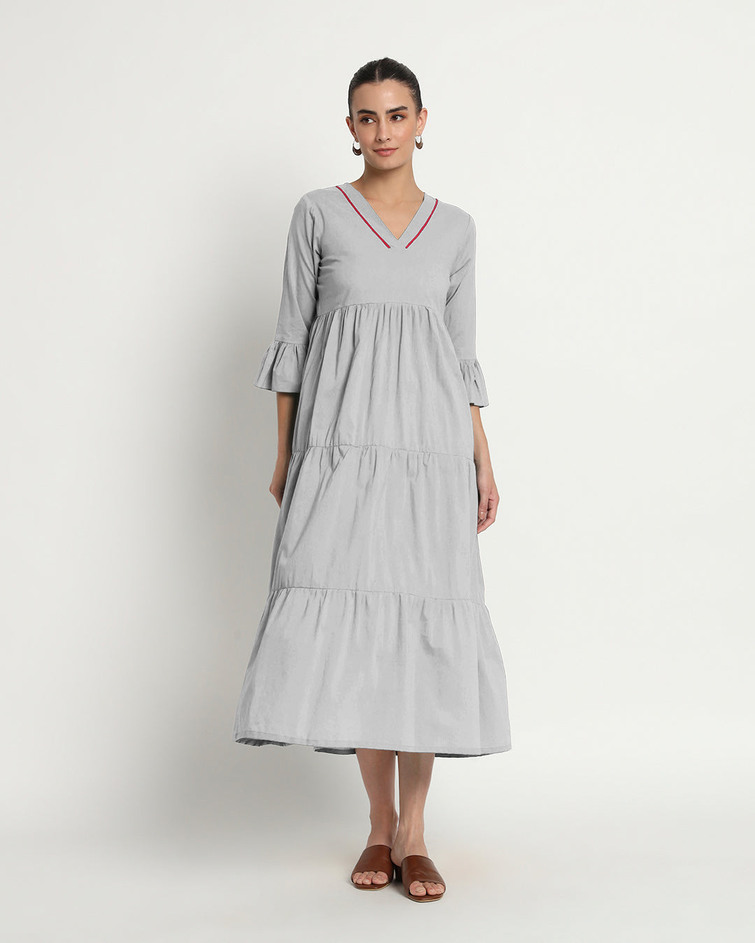 Iced Grey Flounce & Flow Maxi Dress