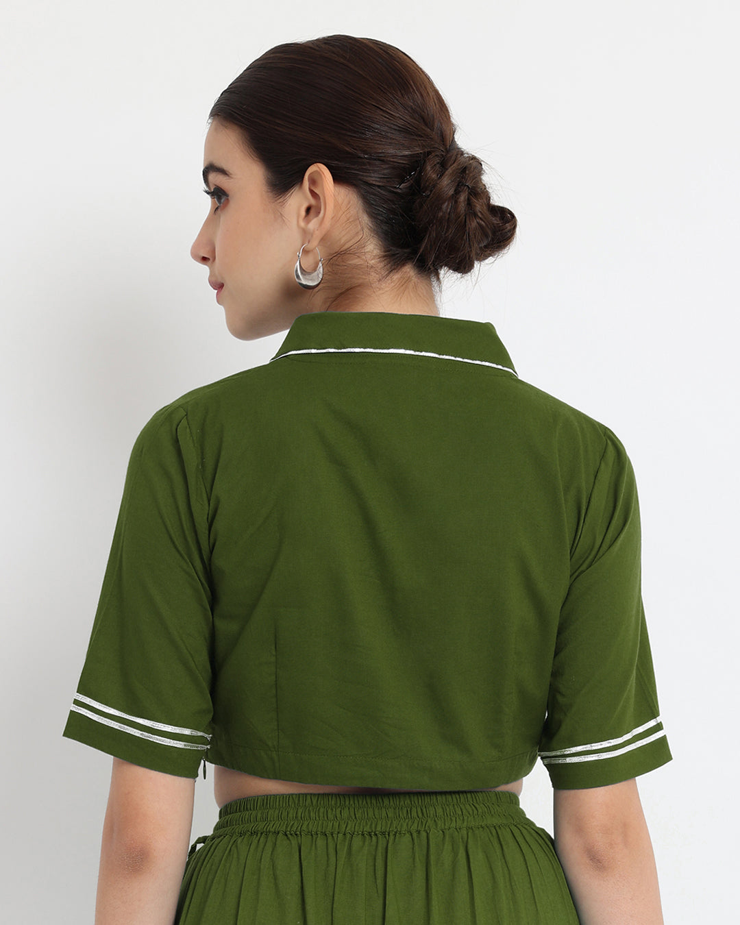 Greening Spring Royal Wrap Fusion Blouse