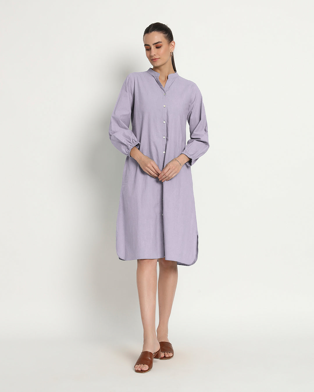 Lilac Modish Elegance Notch Neck Dress
