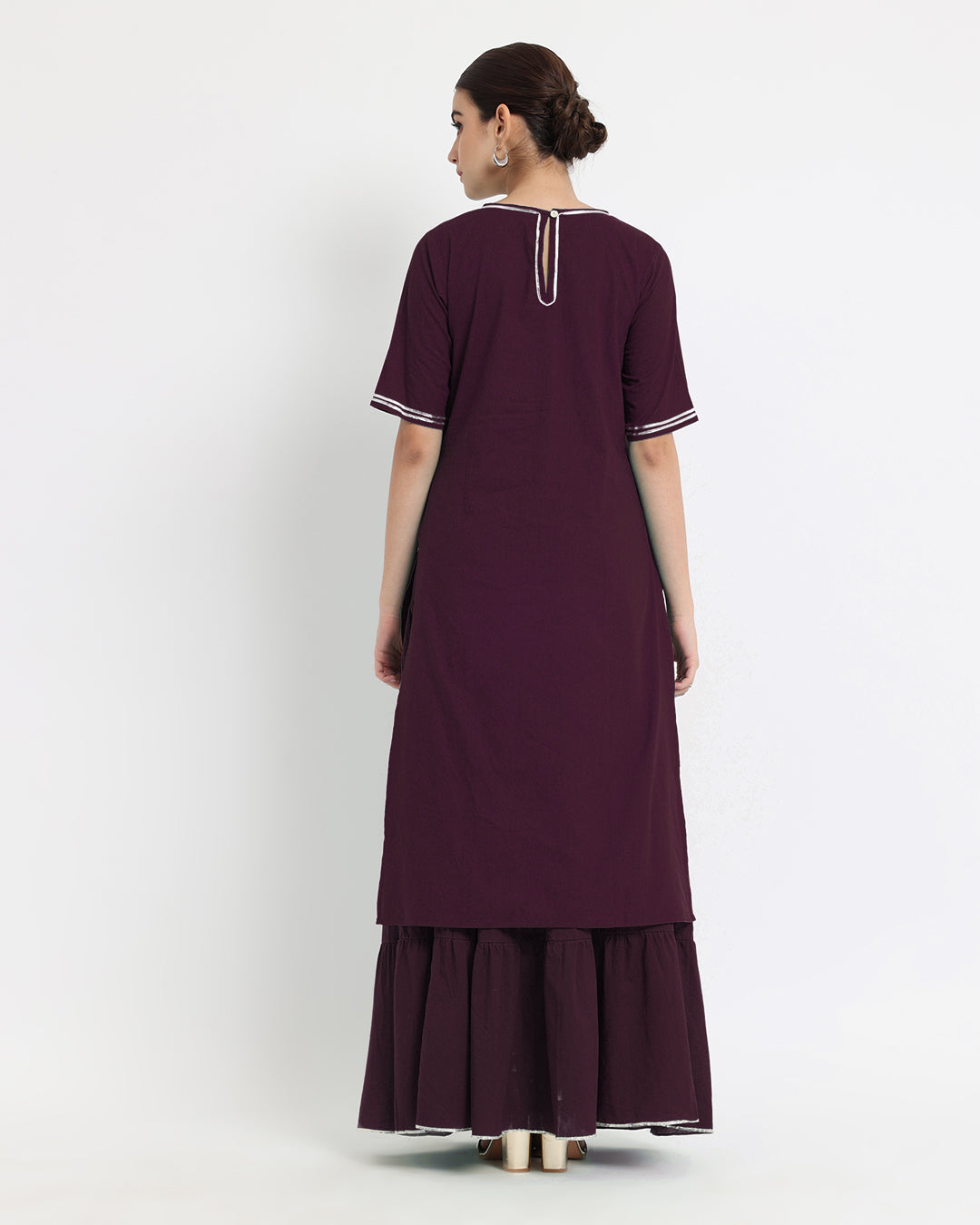Plum Passion Tiered Lace Skirt Kurta Co-ord Set