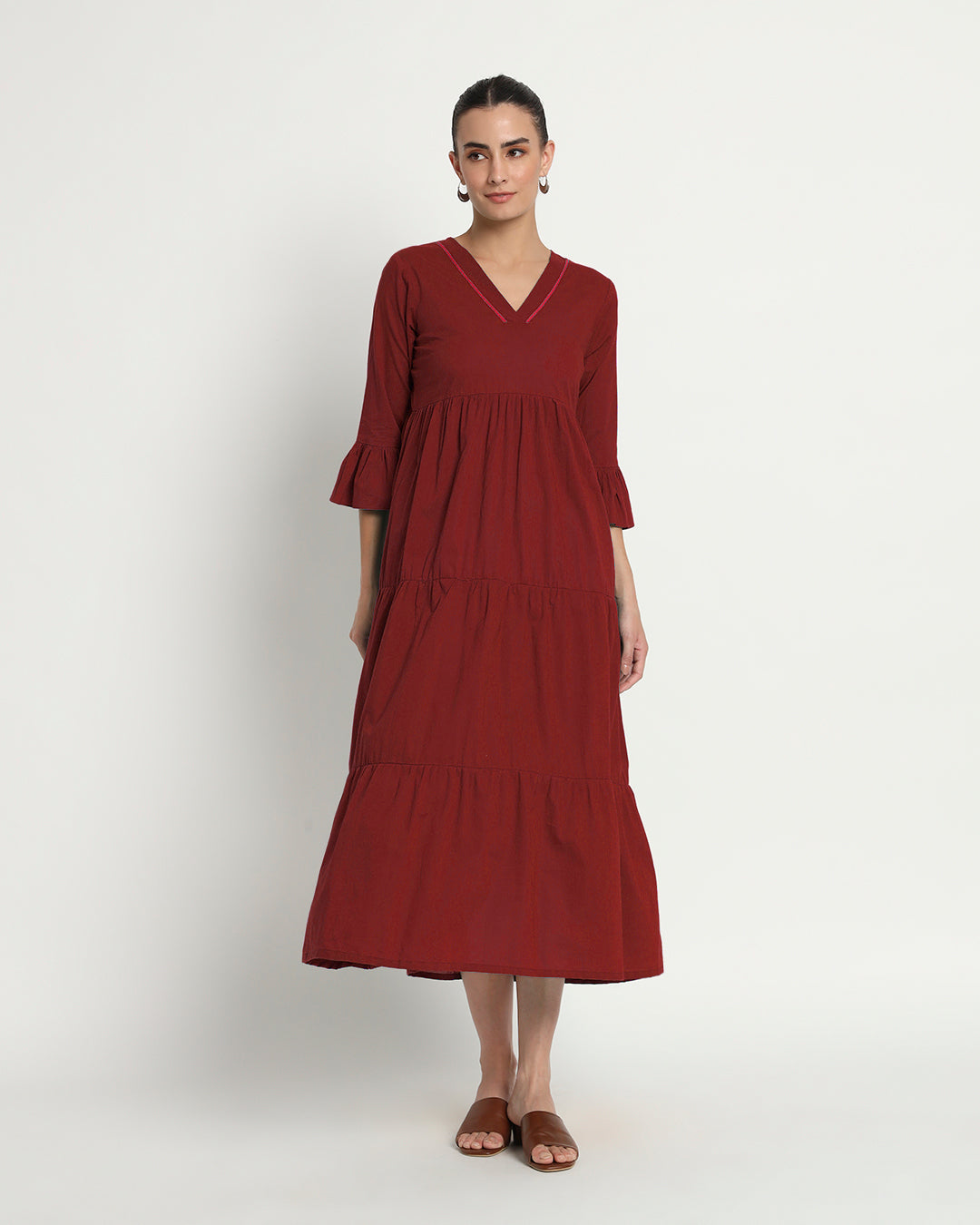 Russet Red Flounce & Flow Maxi Dress