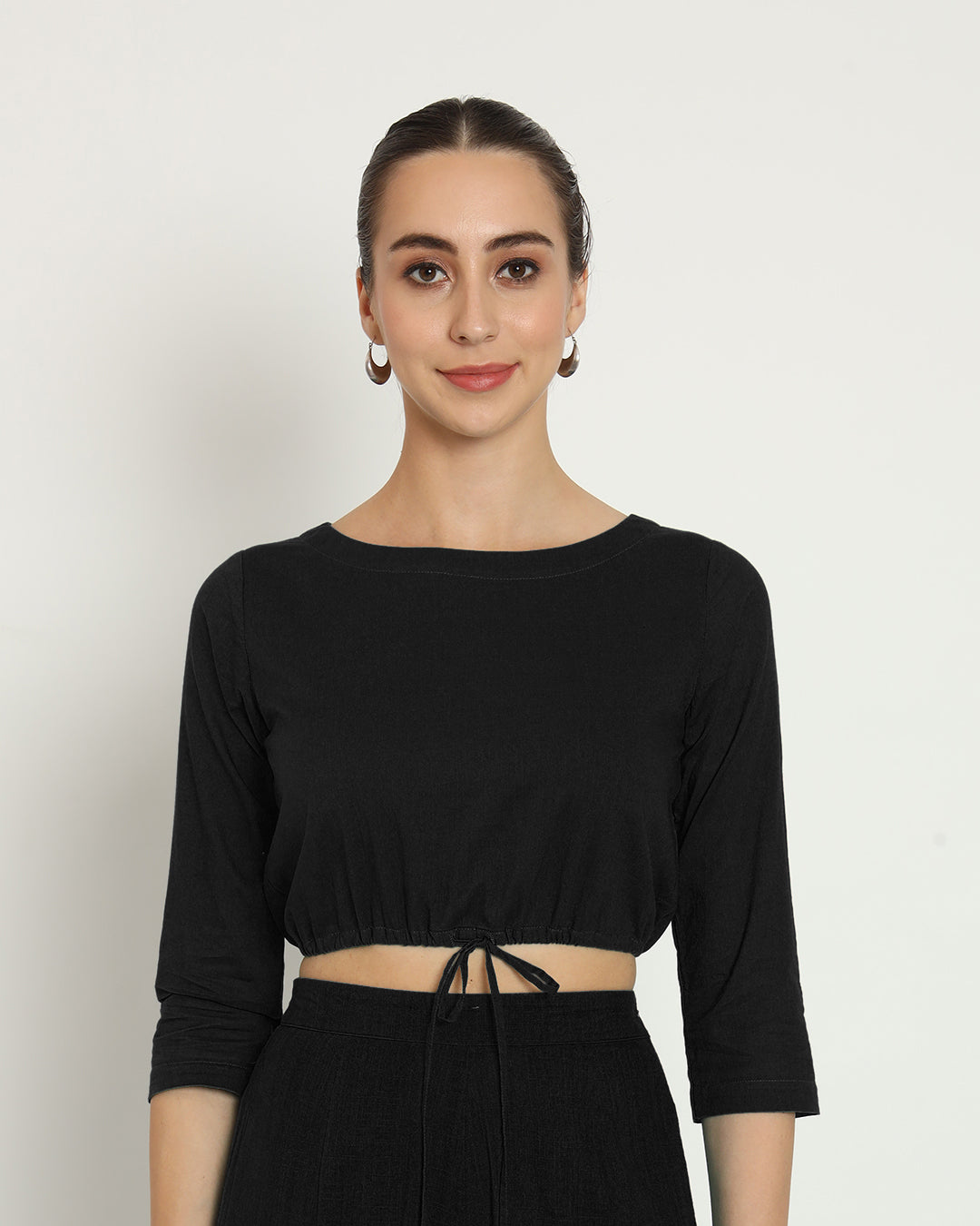 Classic Black Flow & Tie Blouse