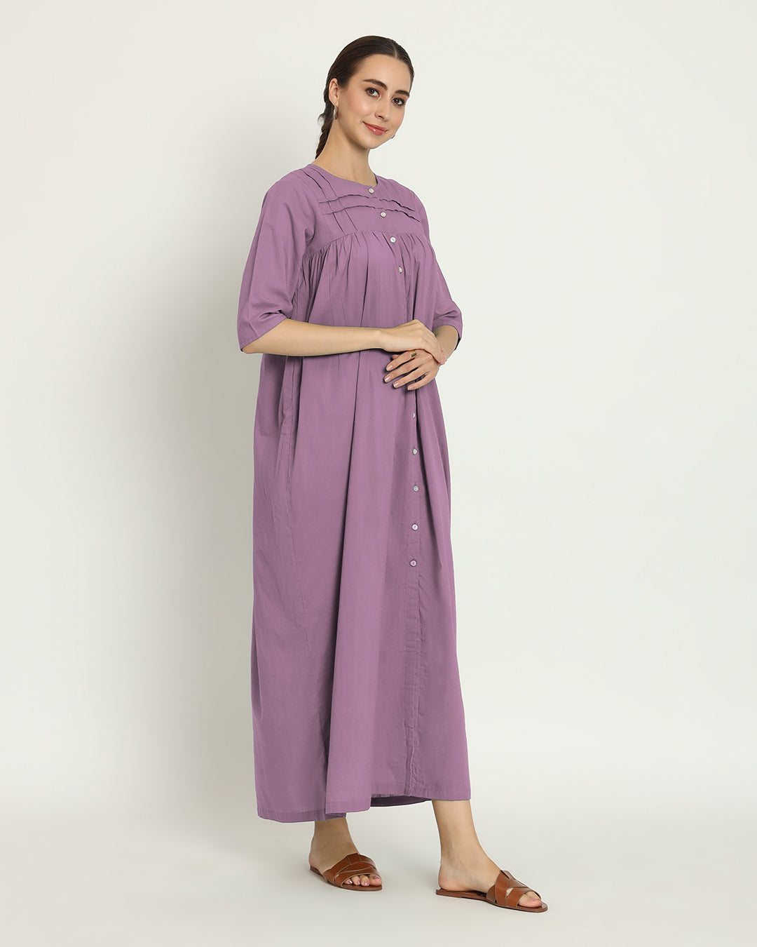 Iris Pink Pleated Paradise Maxi Nightdress