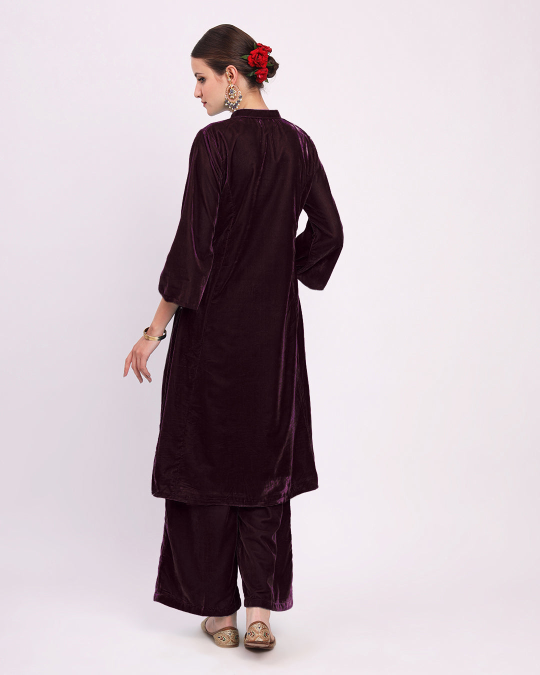 Plum Passion Royal Notch Velvet Gala Co-ord Set