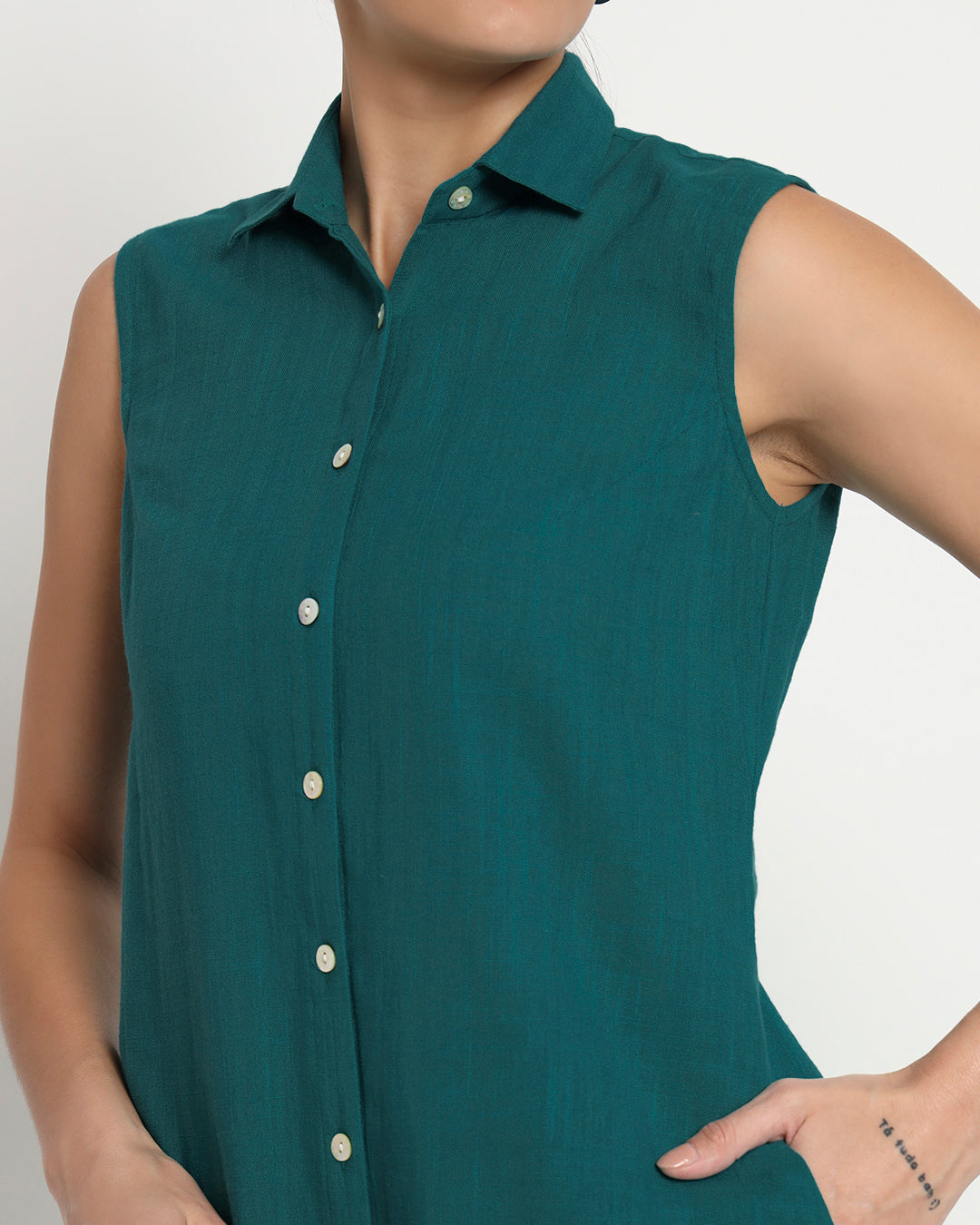 Deep Teal Artful A-Line Solid Co-ord Set