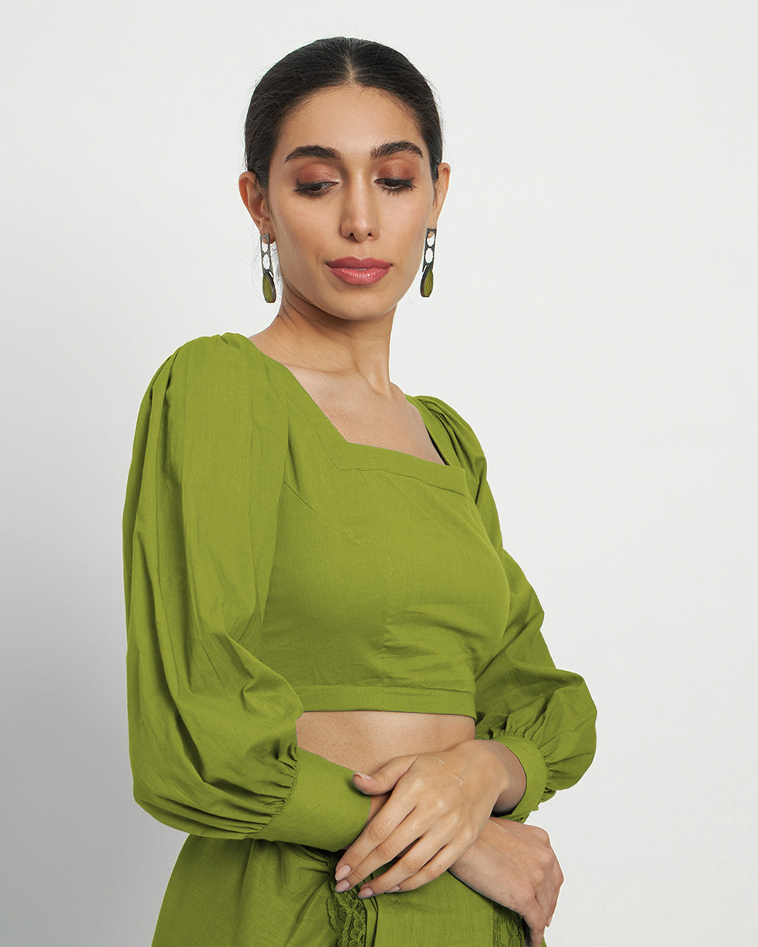 Sage Green Squared Sleekness Blouse