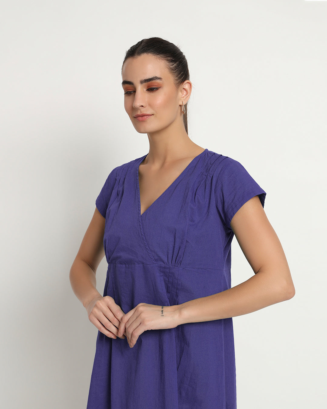 Aurora Purple Voguish Verve V Neck Dress