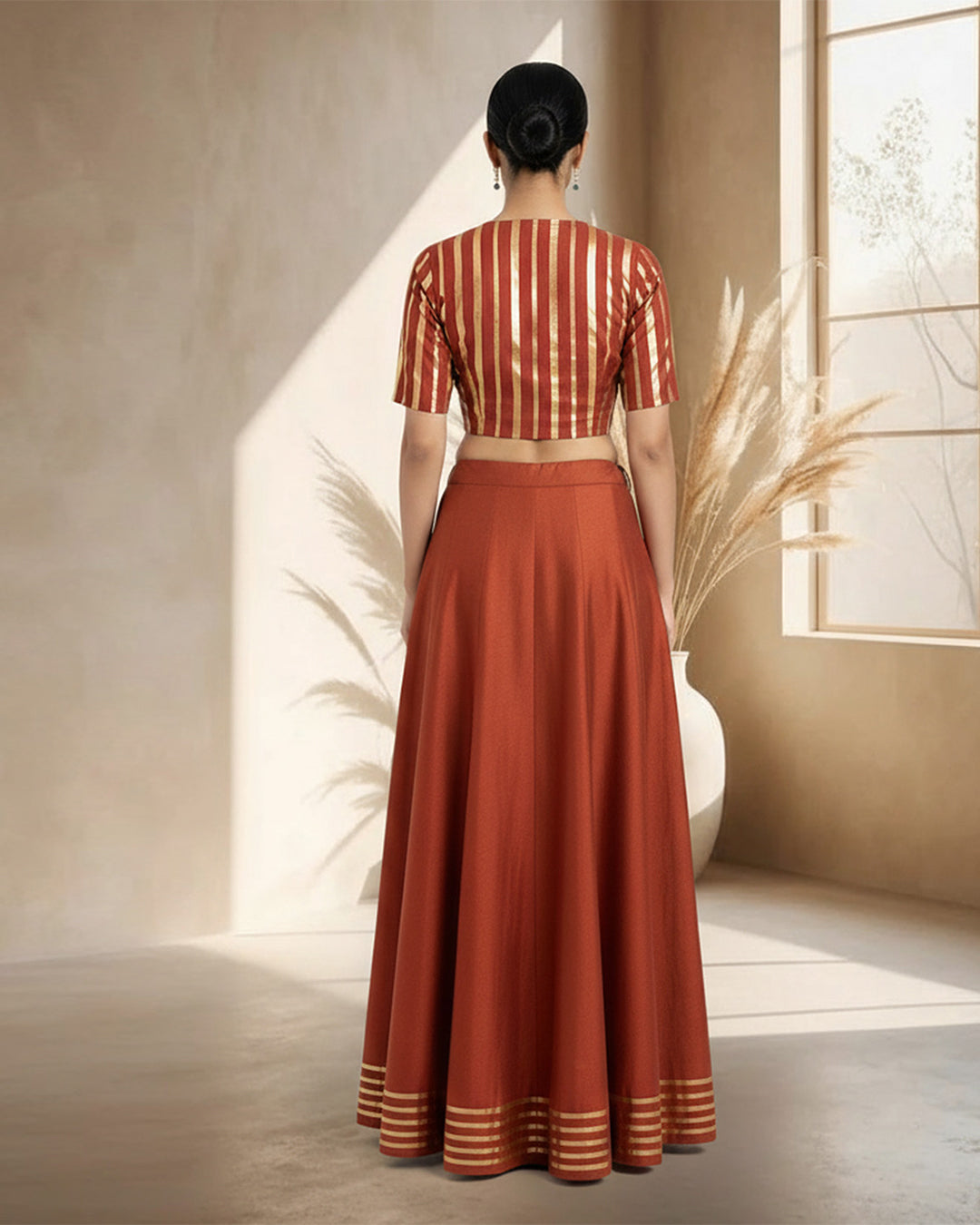 Russet Red Glisten Gala Deep V Blouse