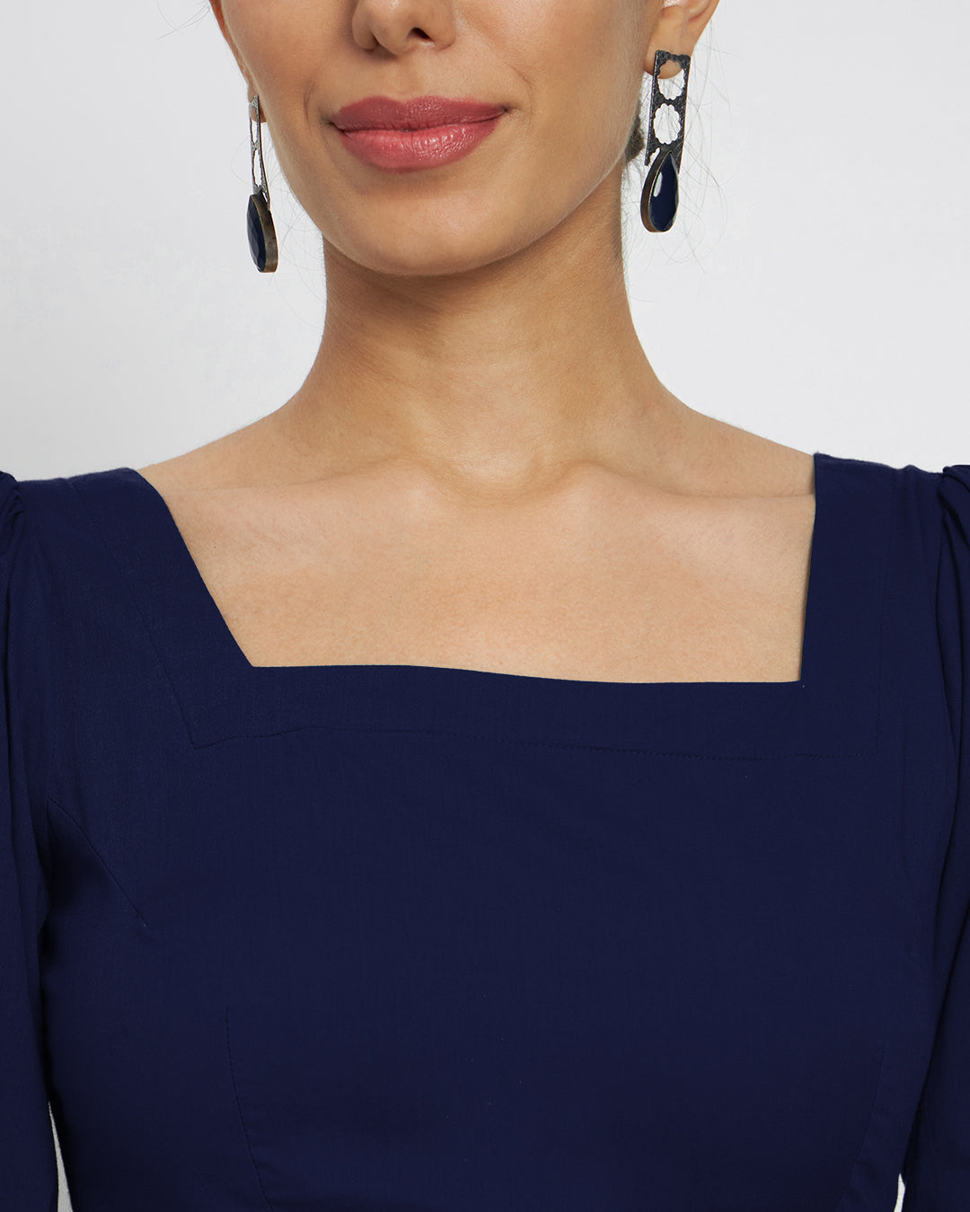 Combo: Midnight Blue & Sage Green Squared Sleekness Blouse- Set of 2