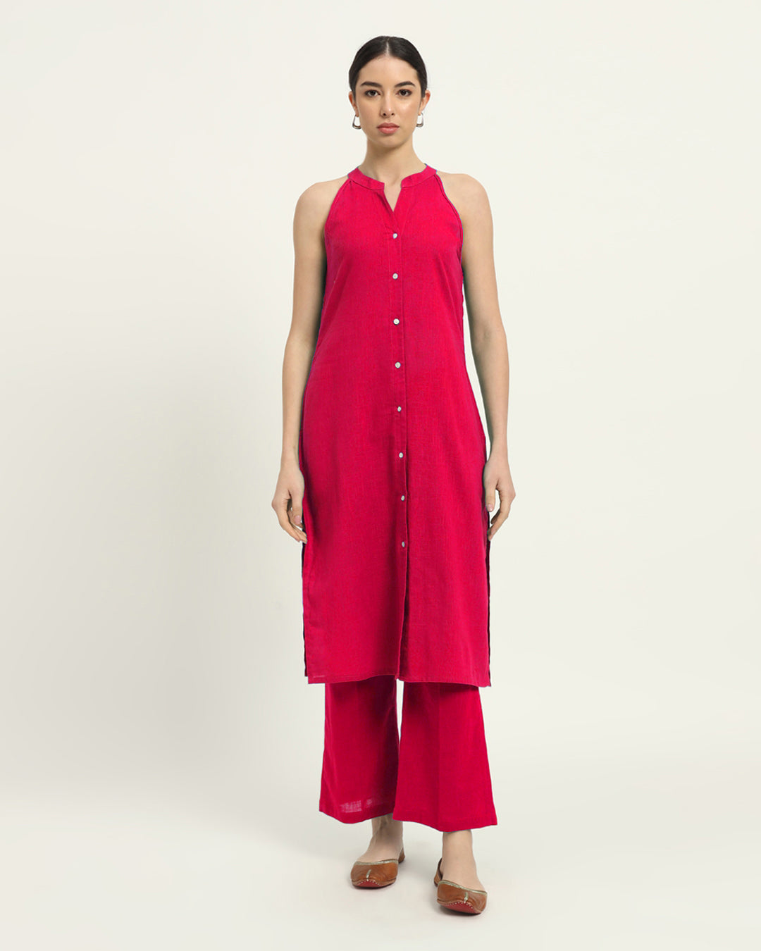 Queen's Gulabi Mermaid Button Down Solid Co-ord Set