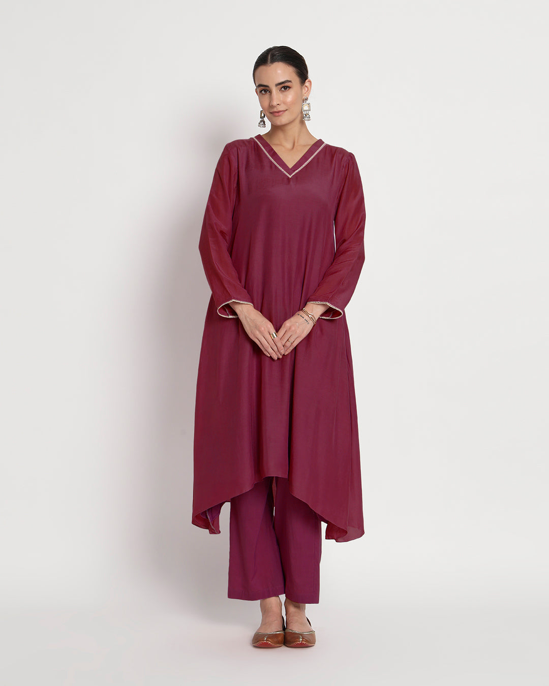 Russet Red Flowing Silk Gala Co-ord Set