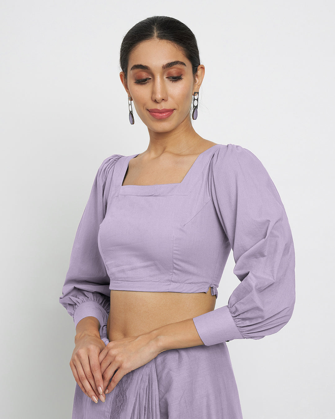Lilac Square Sleekness Saree & Blouse Co-ord Set