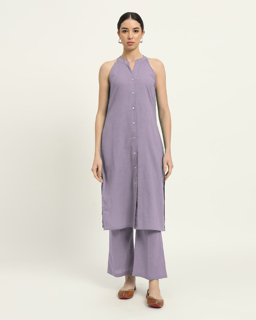 Lilac Mermaid Button Down Solid Co-ord Set