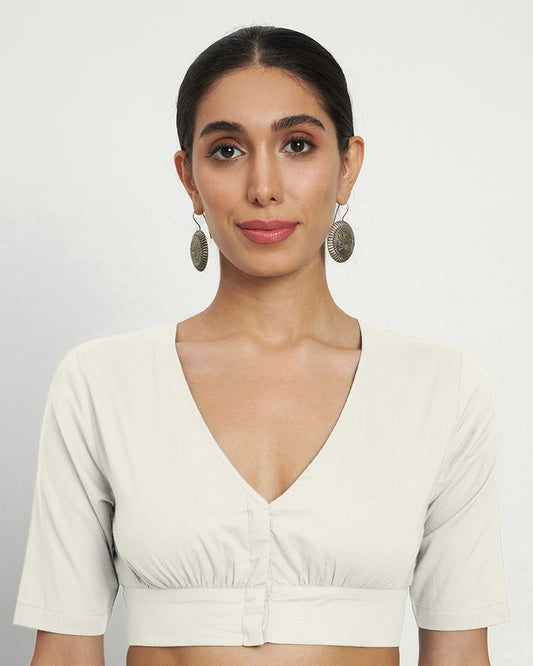 White Rayon Graceful Pleat Blouse