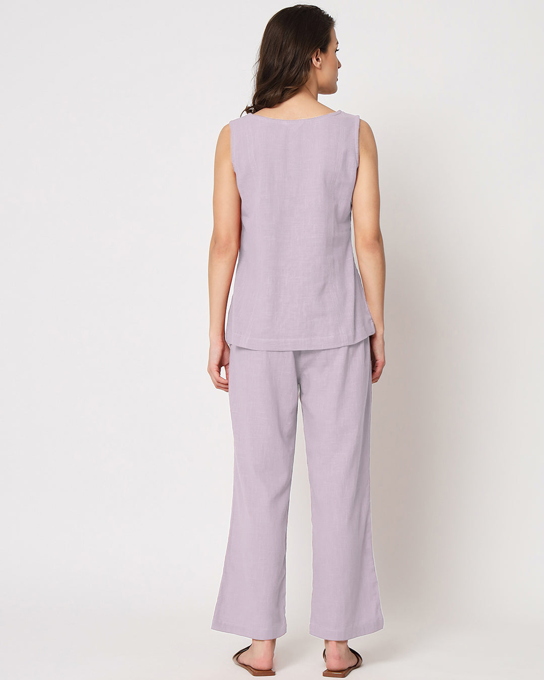 Lilac Sleeveless Short Length Solid Top (Without Bottoms)