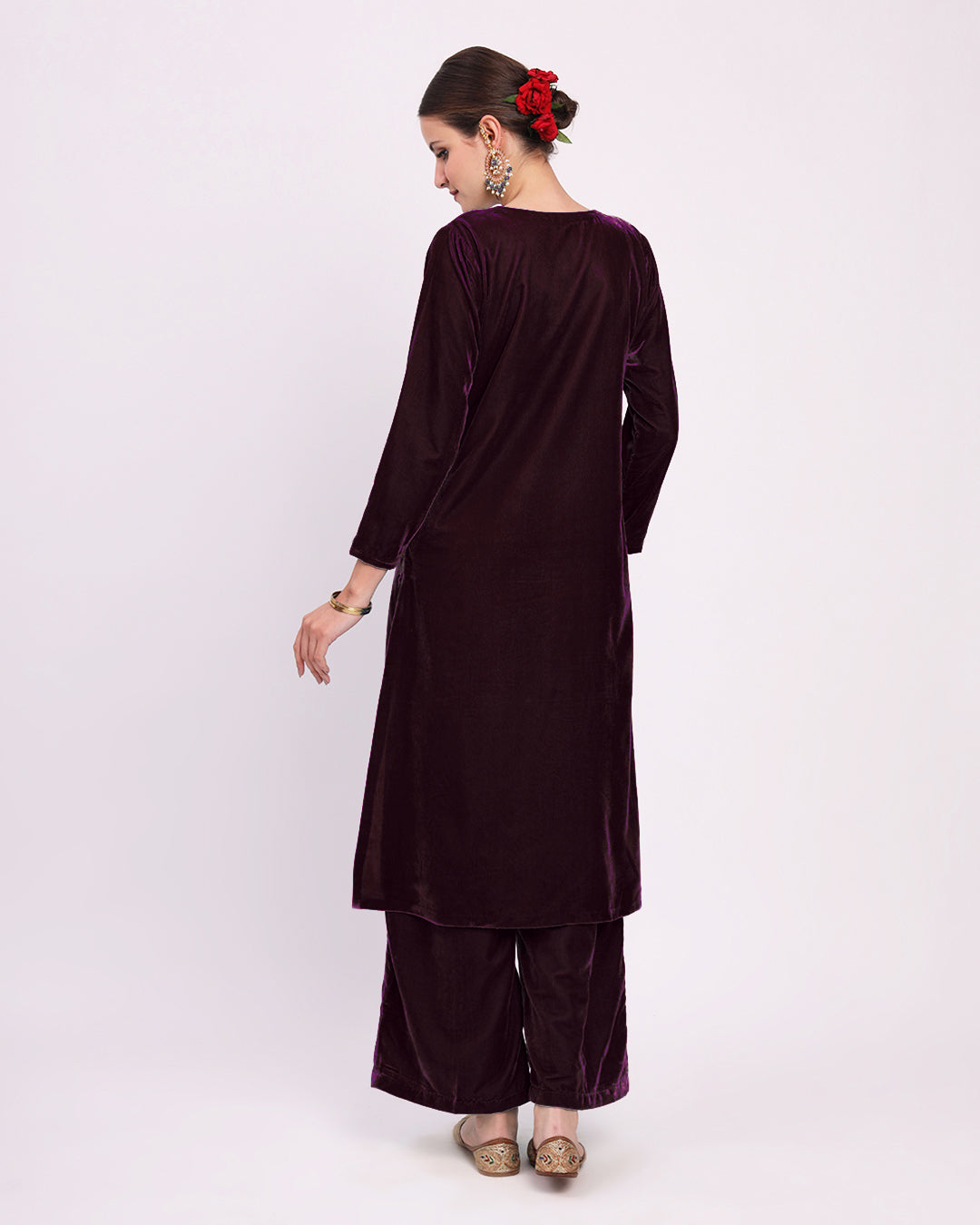 Plum Passion Classic Allure Velvet Co-ord Set