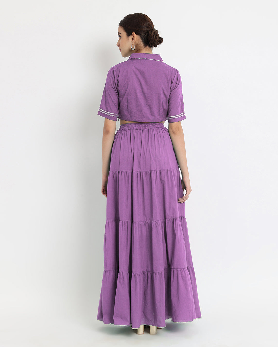 Wisteria Purple Tiered Lace Royal Wrap Fusion Co-ord Set