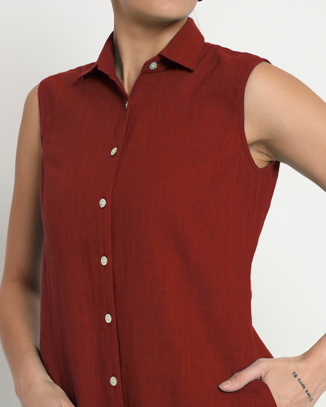 Russet Red Artful A-Line Solid Co-ord Set