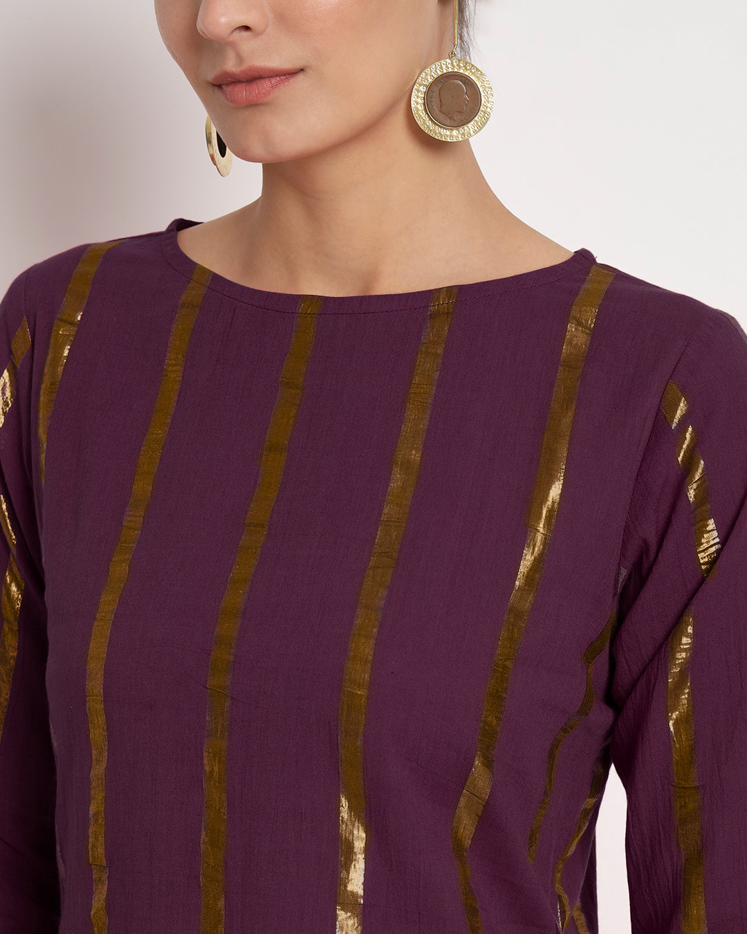 Plum Passion Glisten Round Neck Gala Co-ord Set
