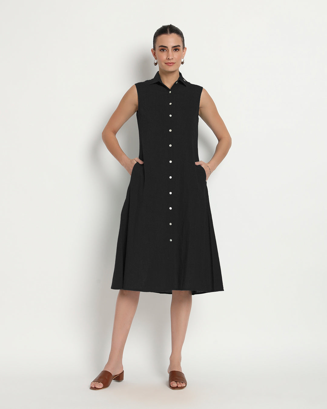 Classic Black Artful A-Line Dress