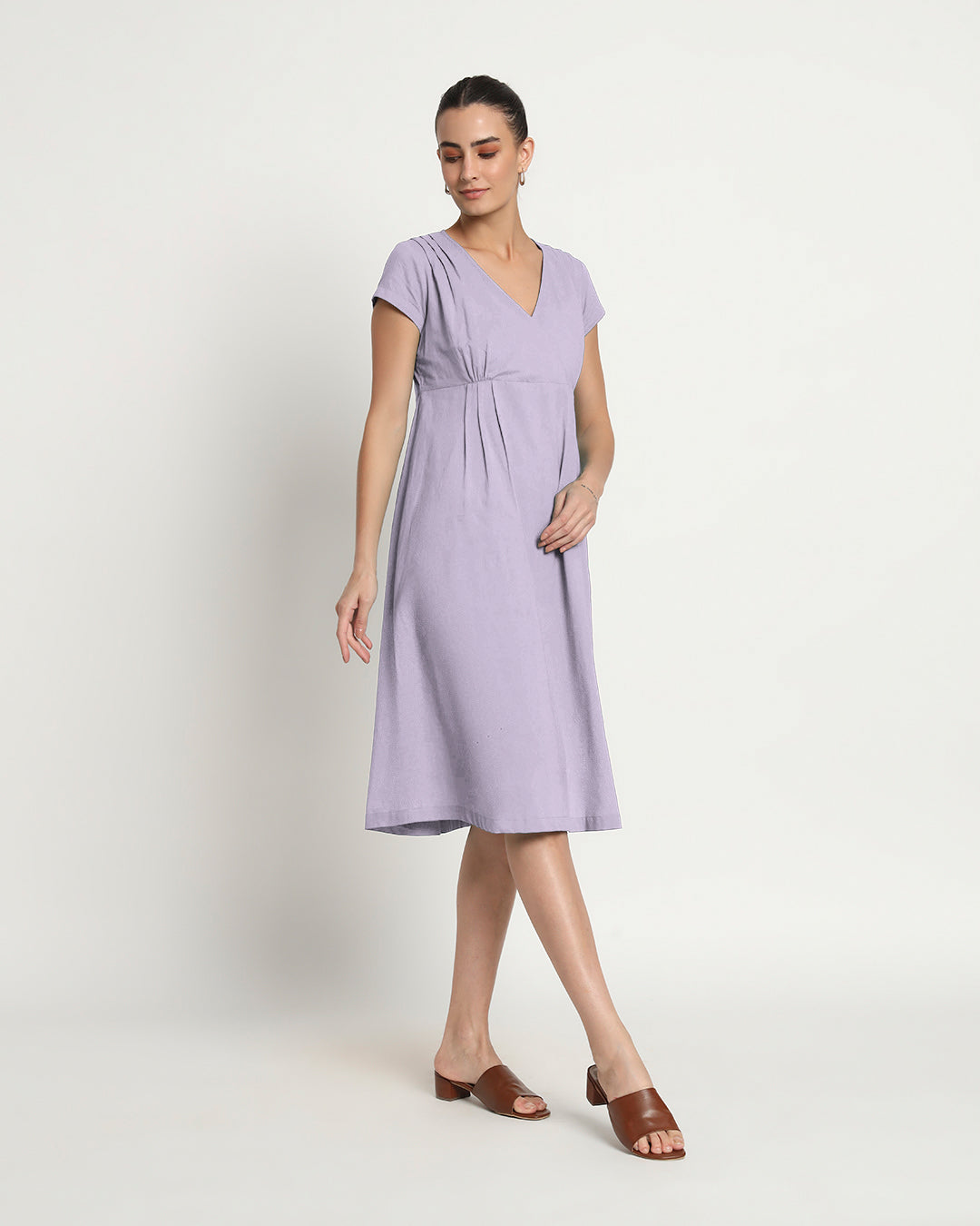 Lilac Voguish Verve V Neck Dress
