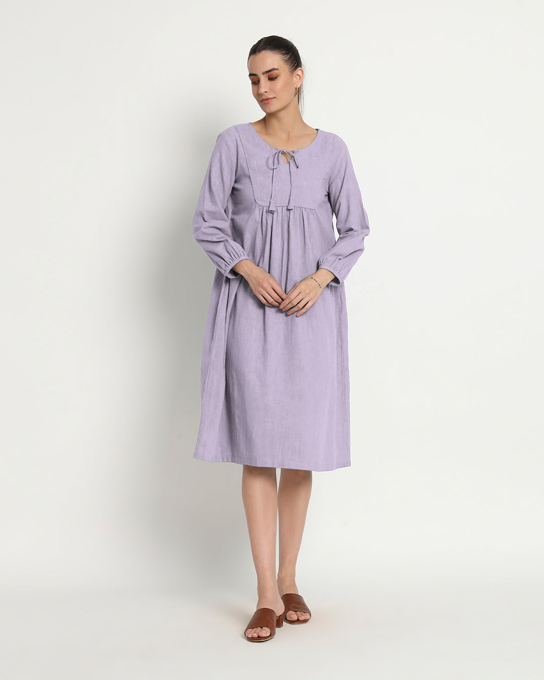Lilac Playful Tie-Up Neck Dress