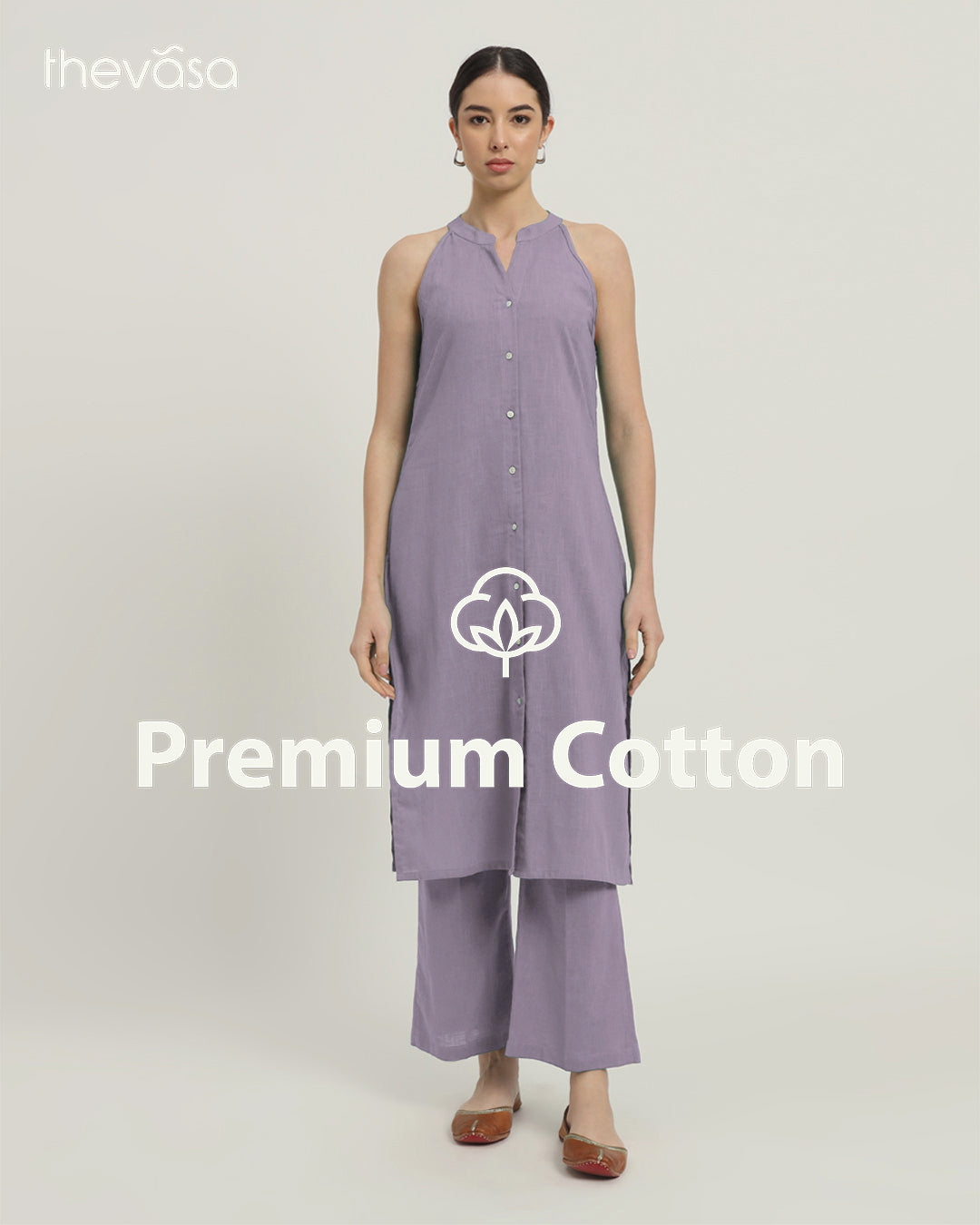 Lilac Mermaid Button Down Solid Co-ord Set