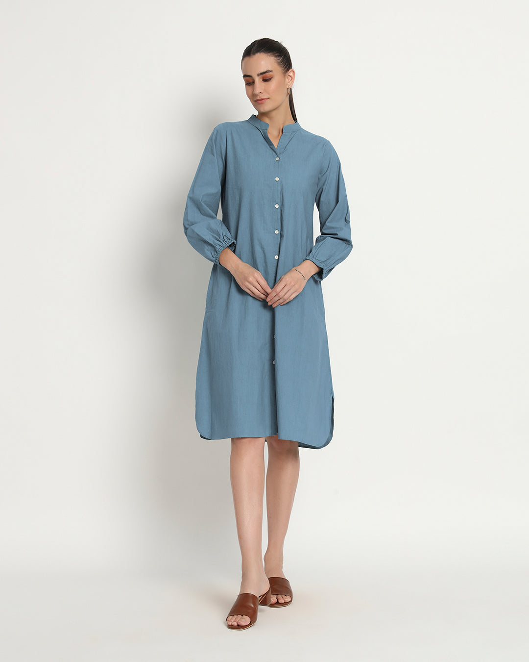 Blue Dawn Modish Elegance Notch Neck Dress