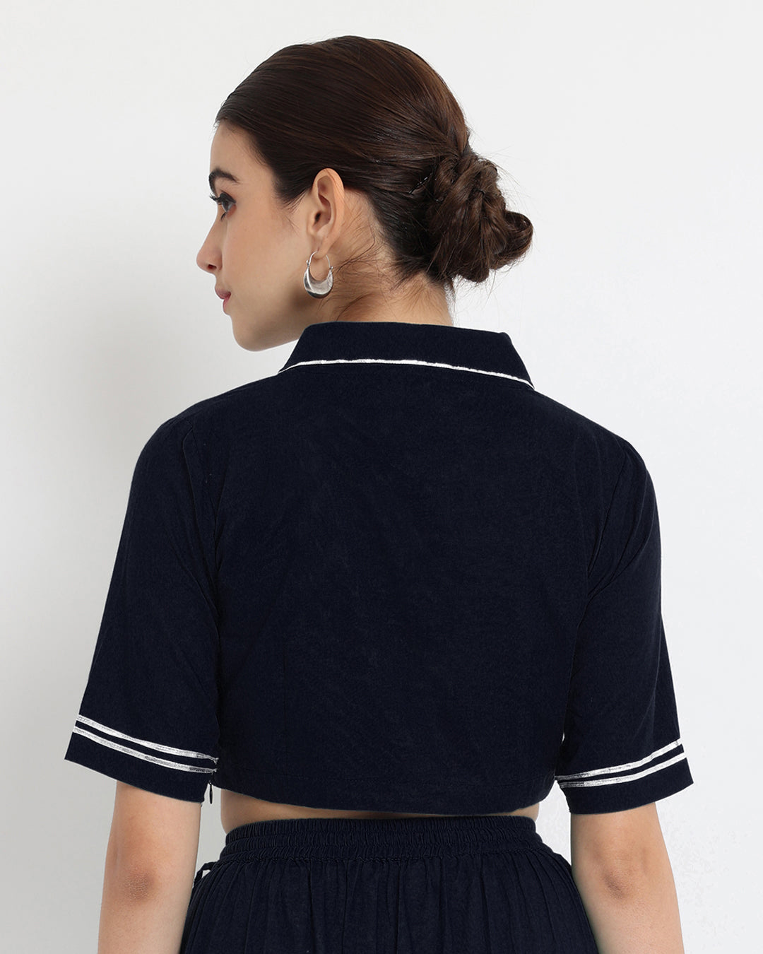 Midnight Blue Royal Wrap Fusion Blouse