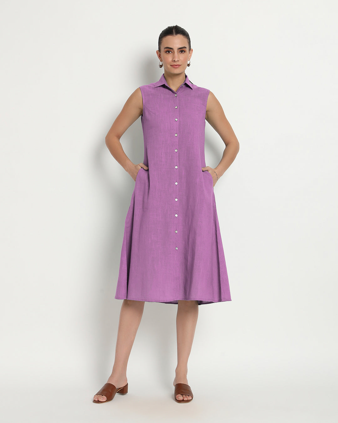 Wisteria Purple Artful A-Line Dress