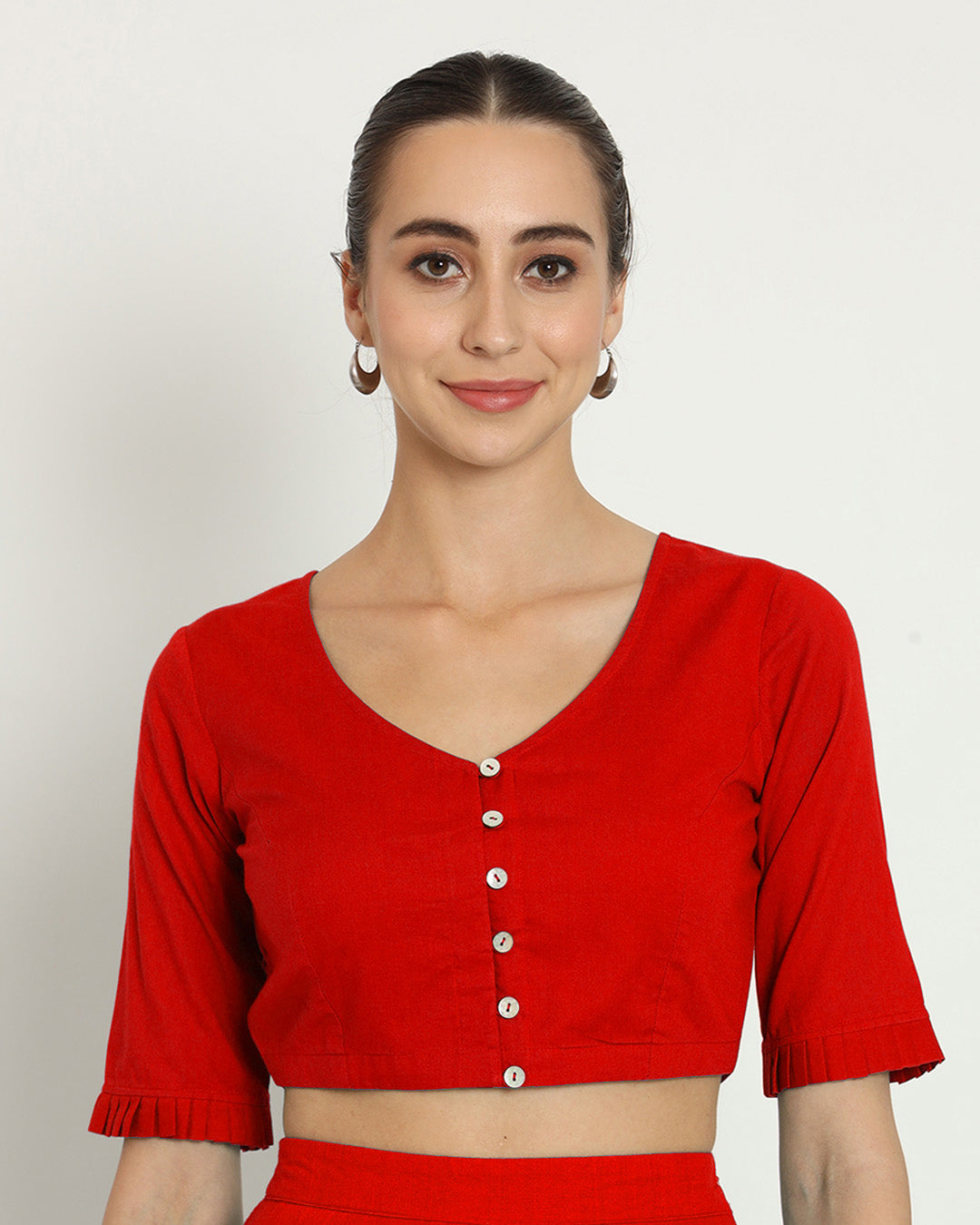 Red Classic Charm Slope Blouse