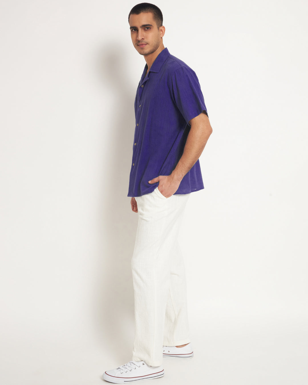 Combo: Classic Aurora Purple Half Sleeves Men's Shirt & Pants