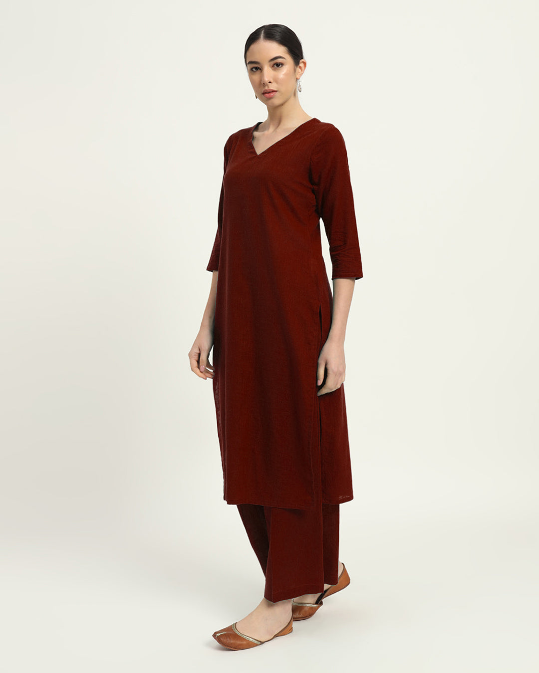 Russet Red Verve & Versatility Kurta (Without Bottoms)