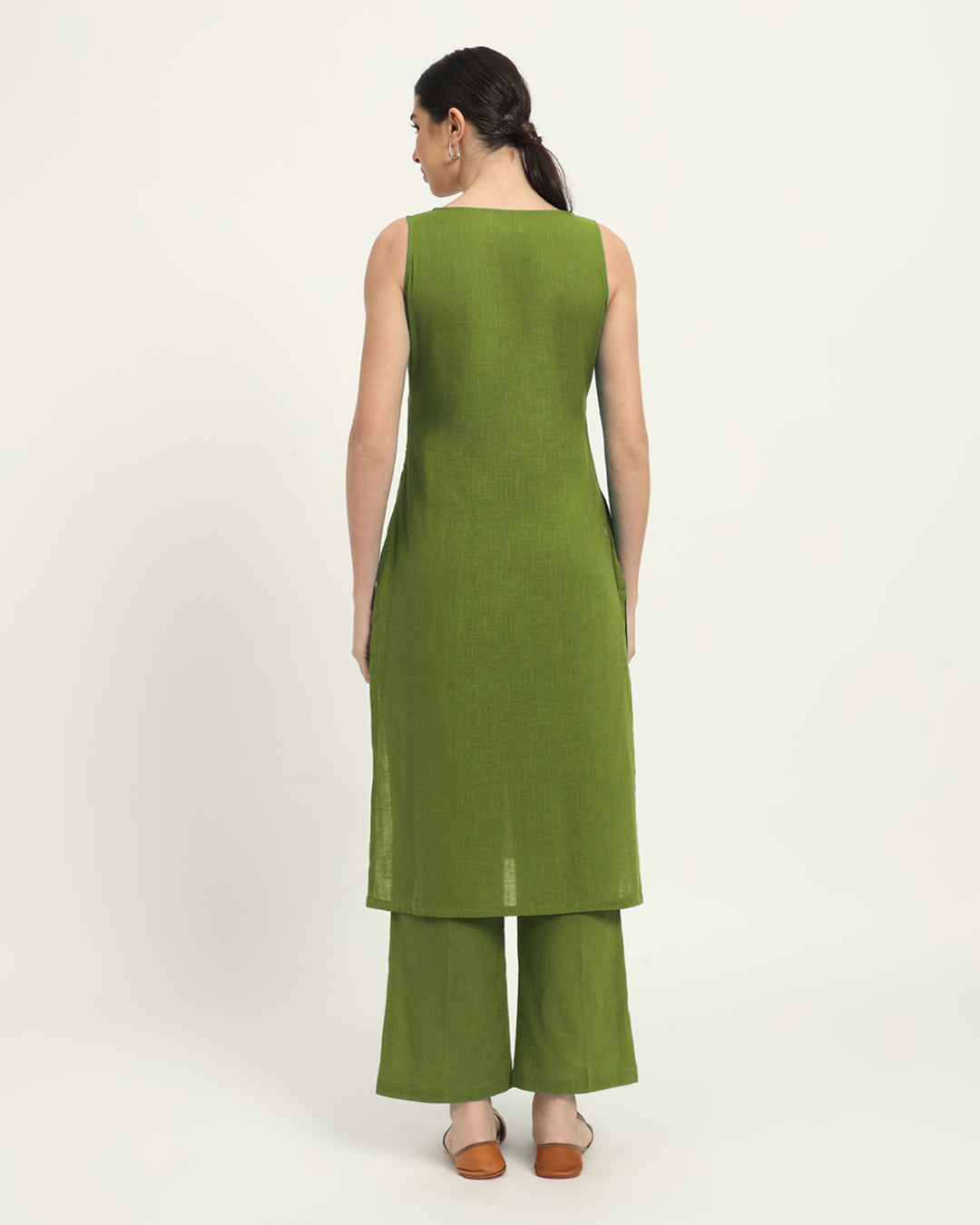 Combo: Russet Red & Sage Green Modern Muse Sweetheart Solid Kurta